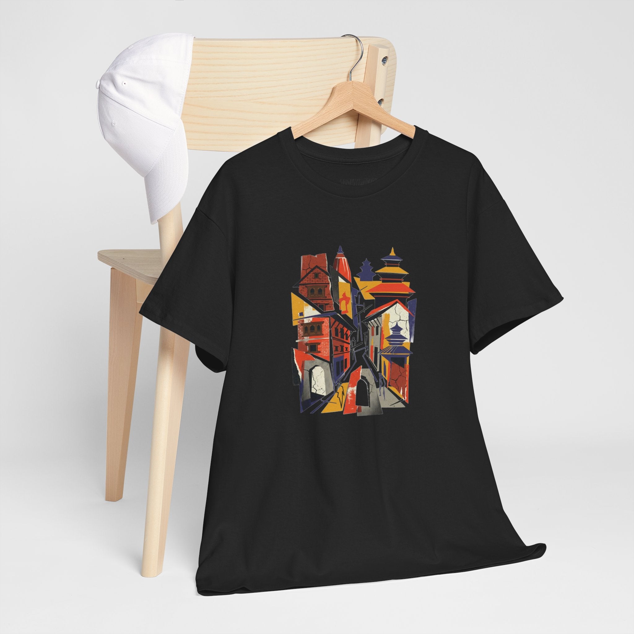 Cityscape Abstract Tee — Colorful Urban Architecture Graphic T‑Shirt