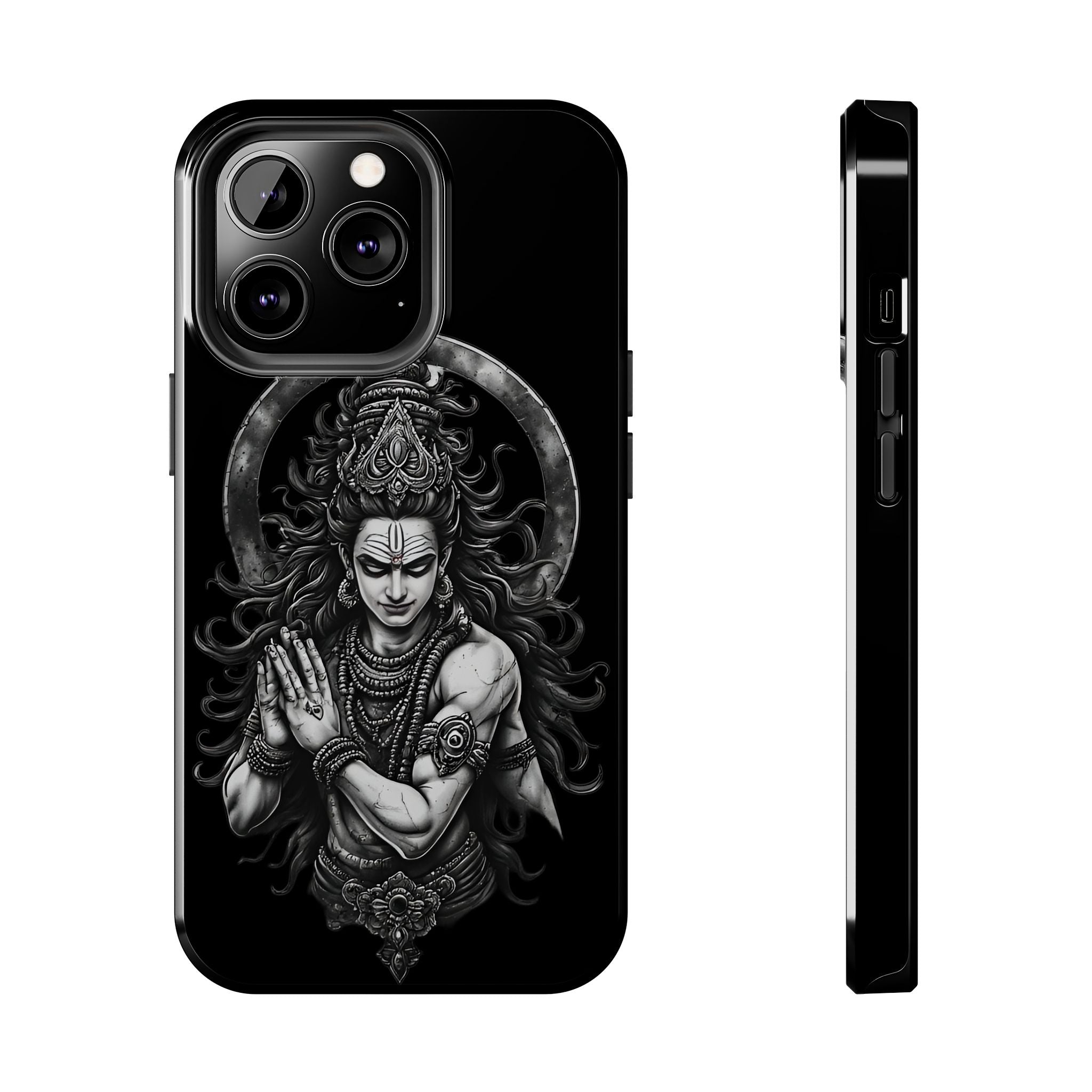 Shiva Tough Phone Case — Black Protective Hindu Deity Design