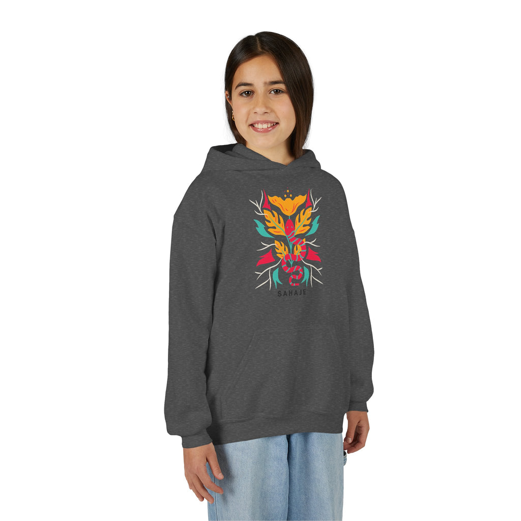Youth Hoodie — Colorful Sahaja Floral Serpent Design
