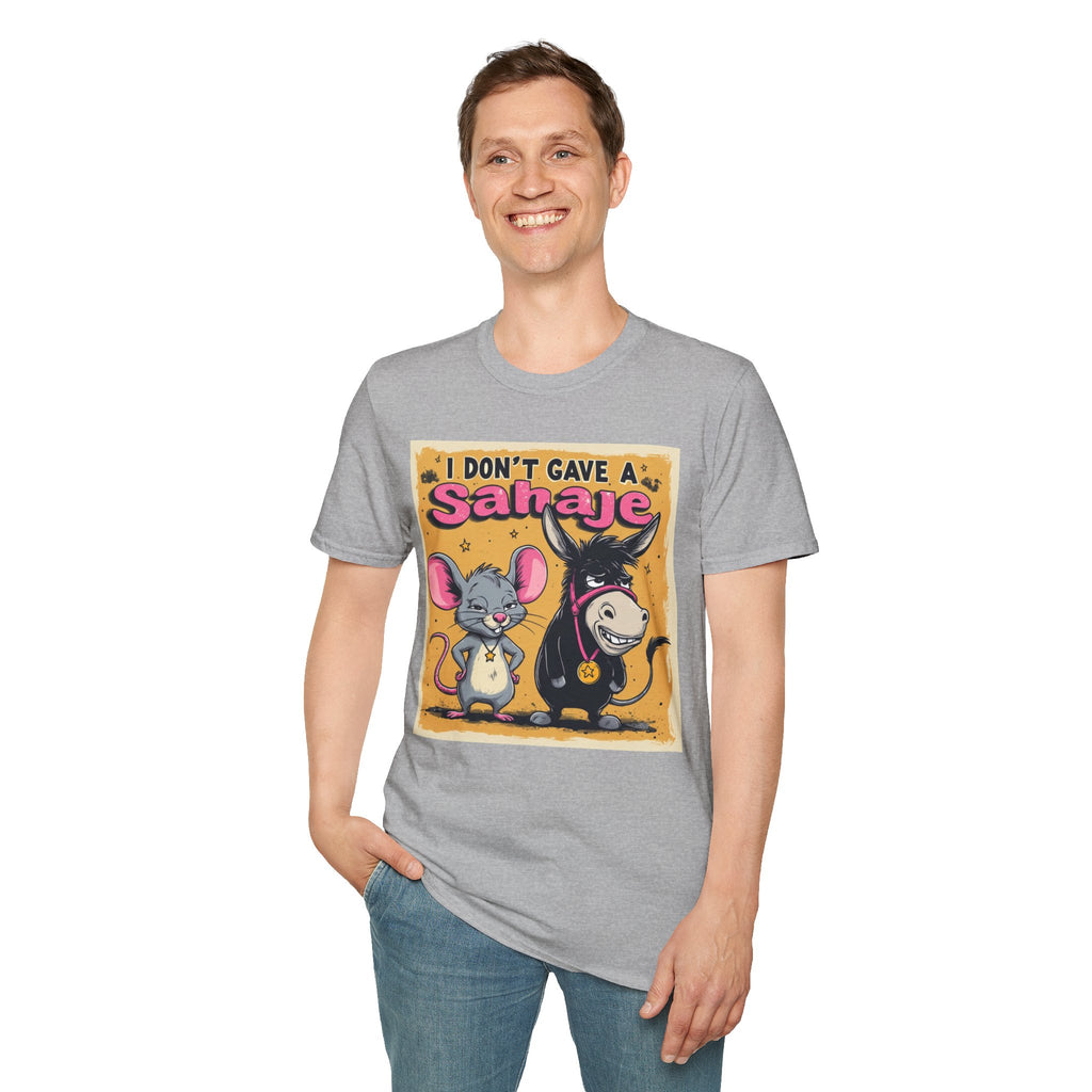 Don’t Give a Satrage T-Shirt — Funny Mouse & Donkey Cartoon Tee