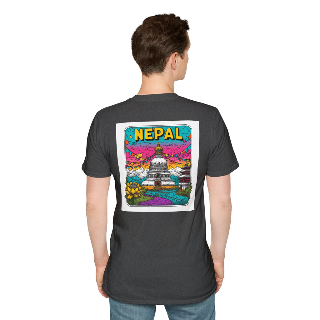 Nepal Graphic T-Shirt — Colorful Stupa Travel Tee