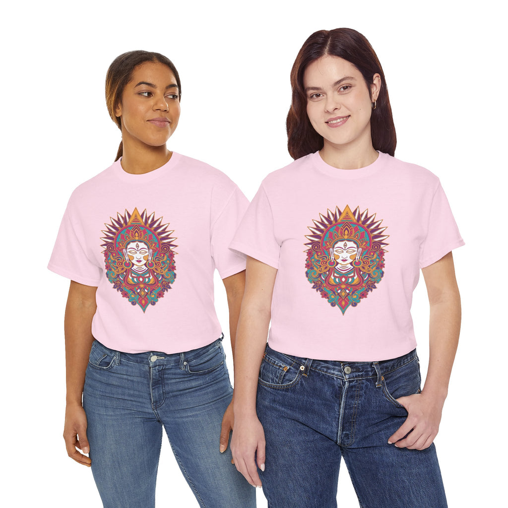 Spiritual Goddess Sun Mandala Tee — Colorful Boho Yoga T‑Shirt