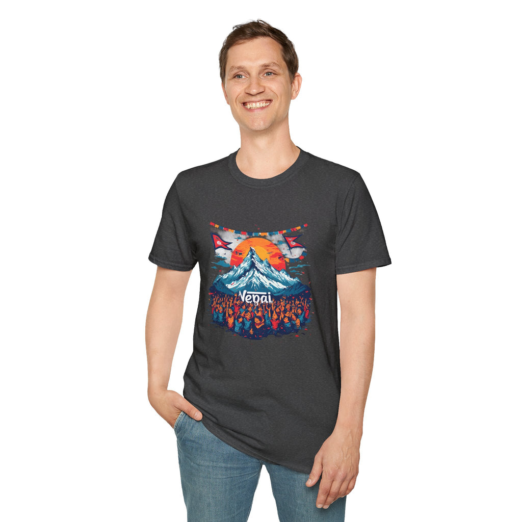 Nepal Mountain Sunrise T-Shirt — Retro Trekking Graphic Tee