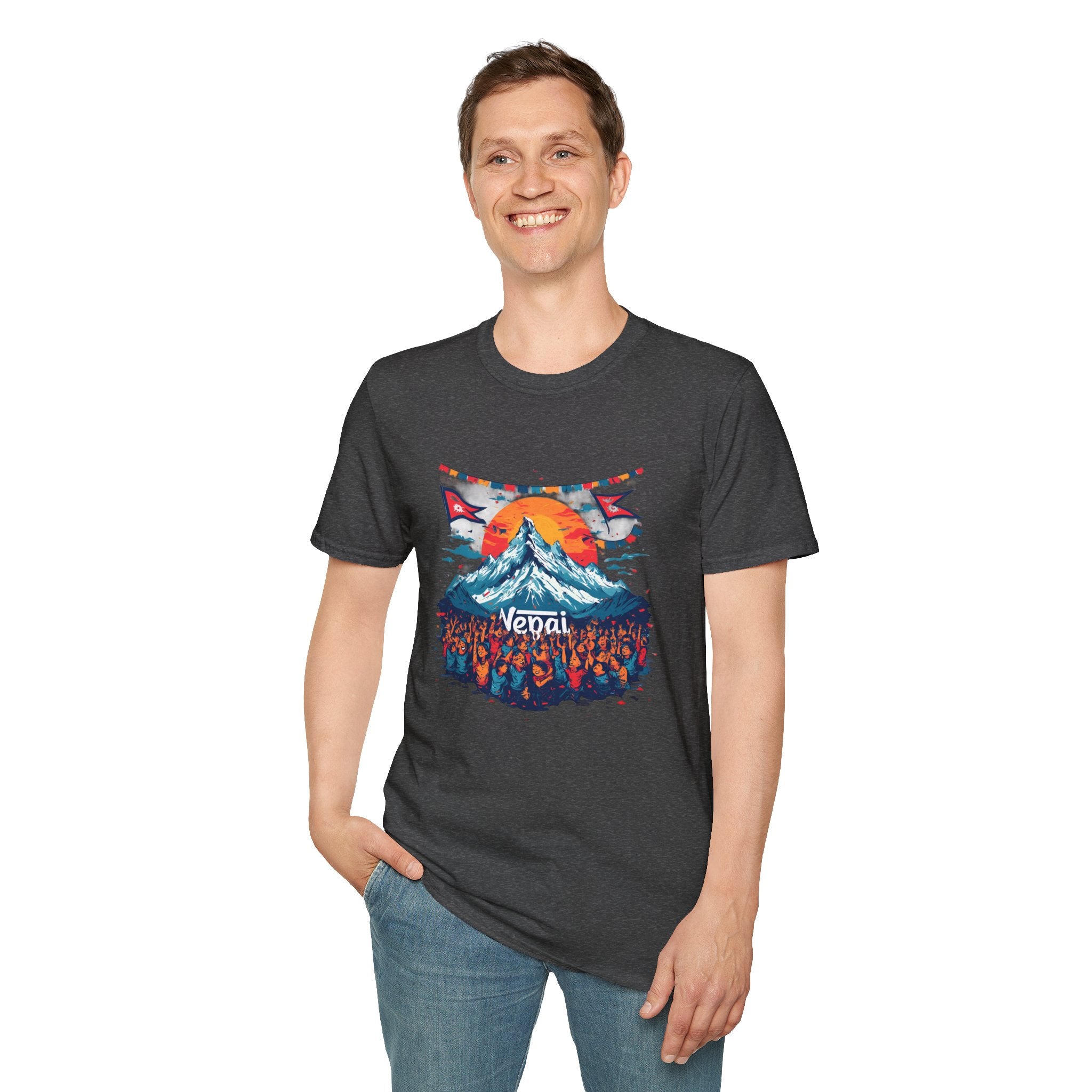 Nepal Mountain Sunrise T-Shirt — Retro Trekking Graphic Tee
