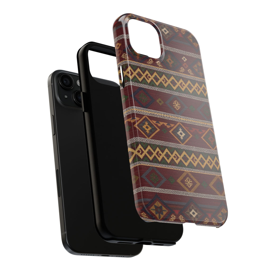 Aztec Pattern Tough Phone Case — Rustic Tribal Protective Cover