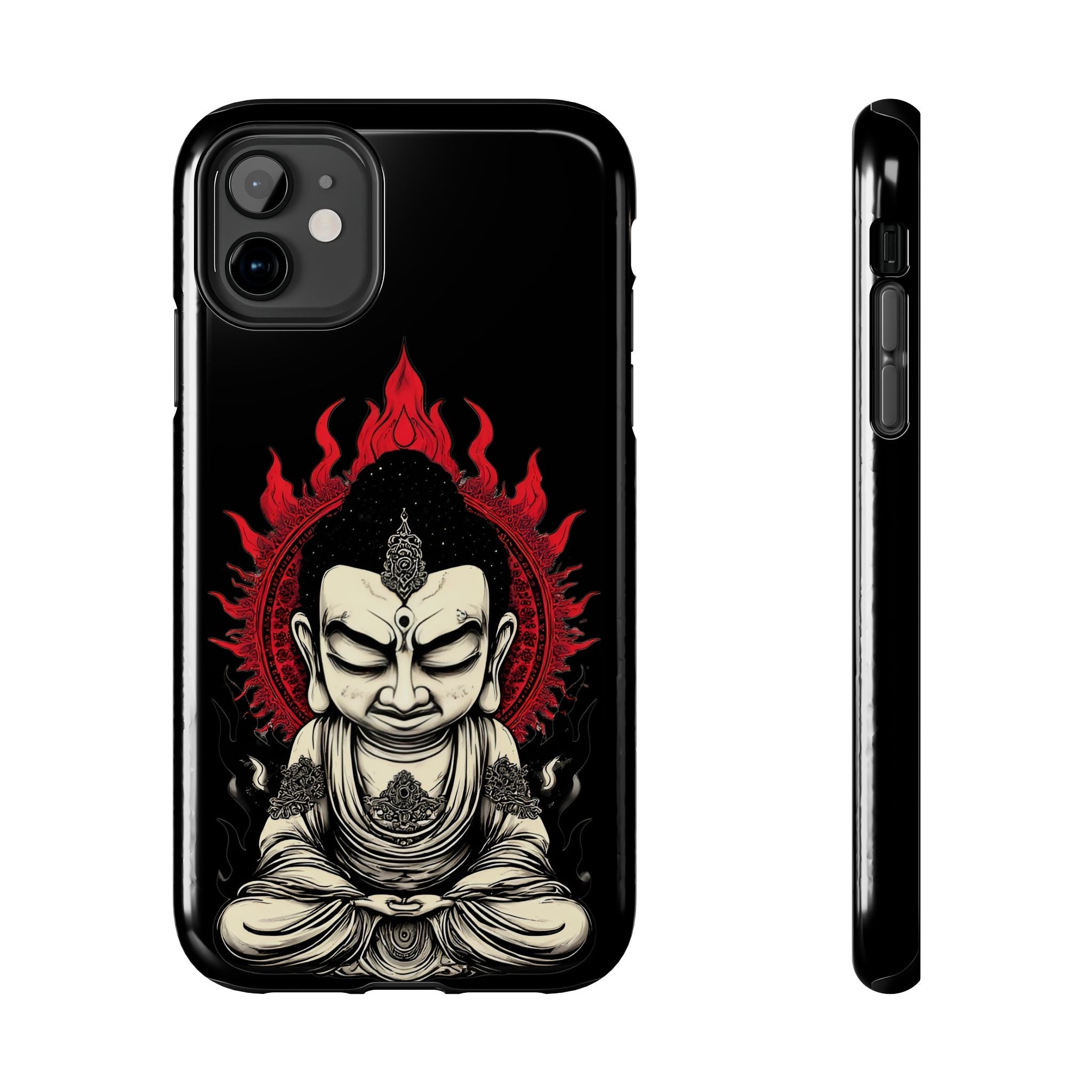 Meditative Buddha Tough Phone Case — Red Flame Zen Protection