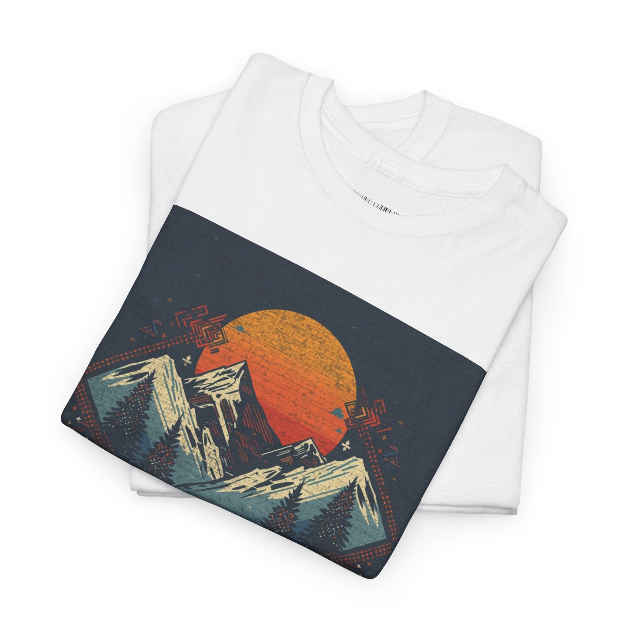 Mountain Sunset Graphic Tee — Vintage Retro Outdoor Nature T-Shirt