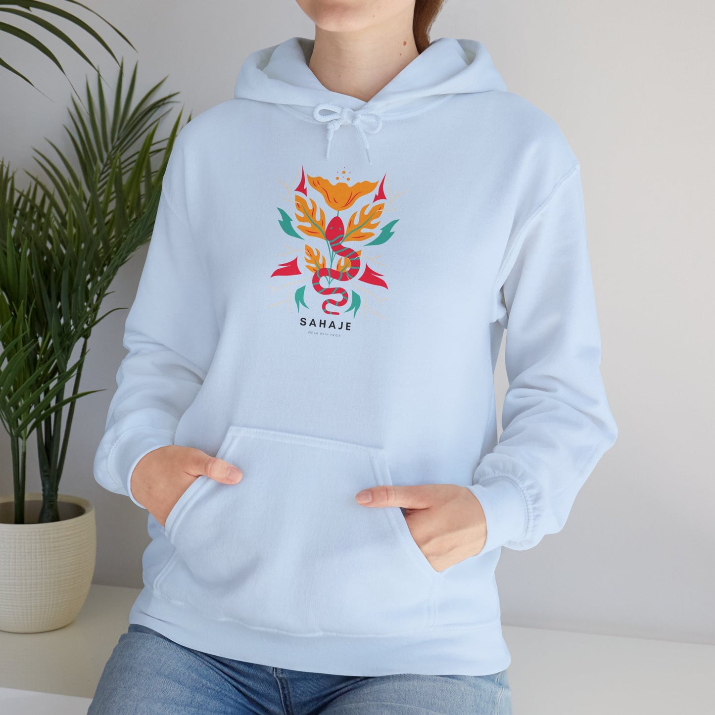Floral Snake Hoodie — Colorful Serpent & Bloom Graphic Sweatshirt