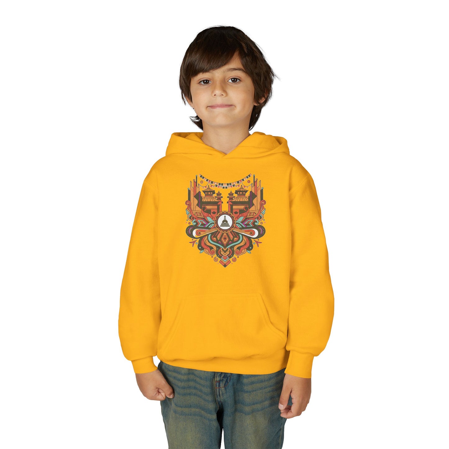 Youth Hoodie — Rustic Peace Mandala Graphic