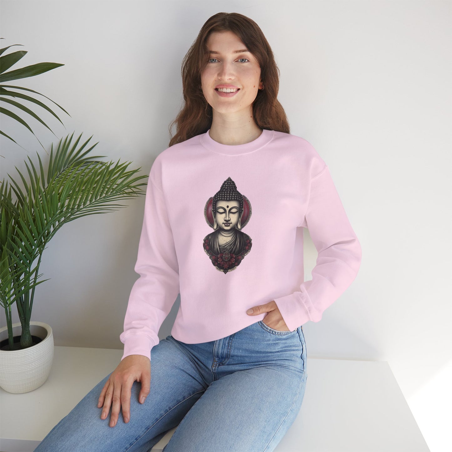 Buddha Lotus Crewneck Sweatshirt — Tranquil Meditation Graphic