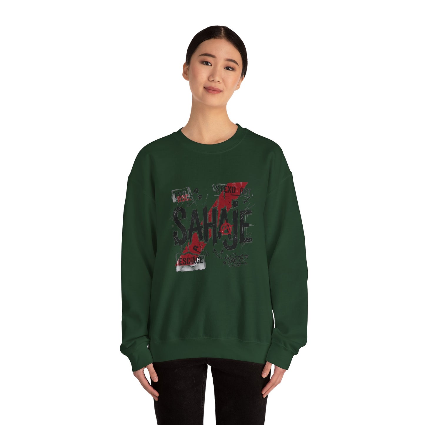 Sahaje Graphic Crewneck Sweatshirt – Streetwear Logo Pullover