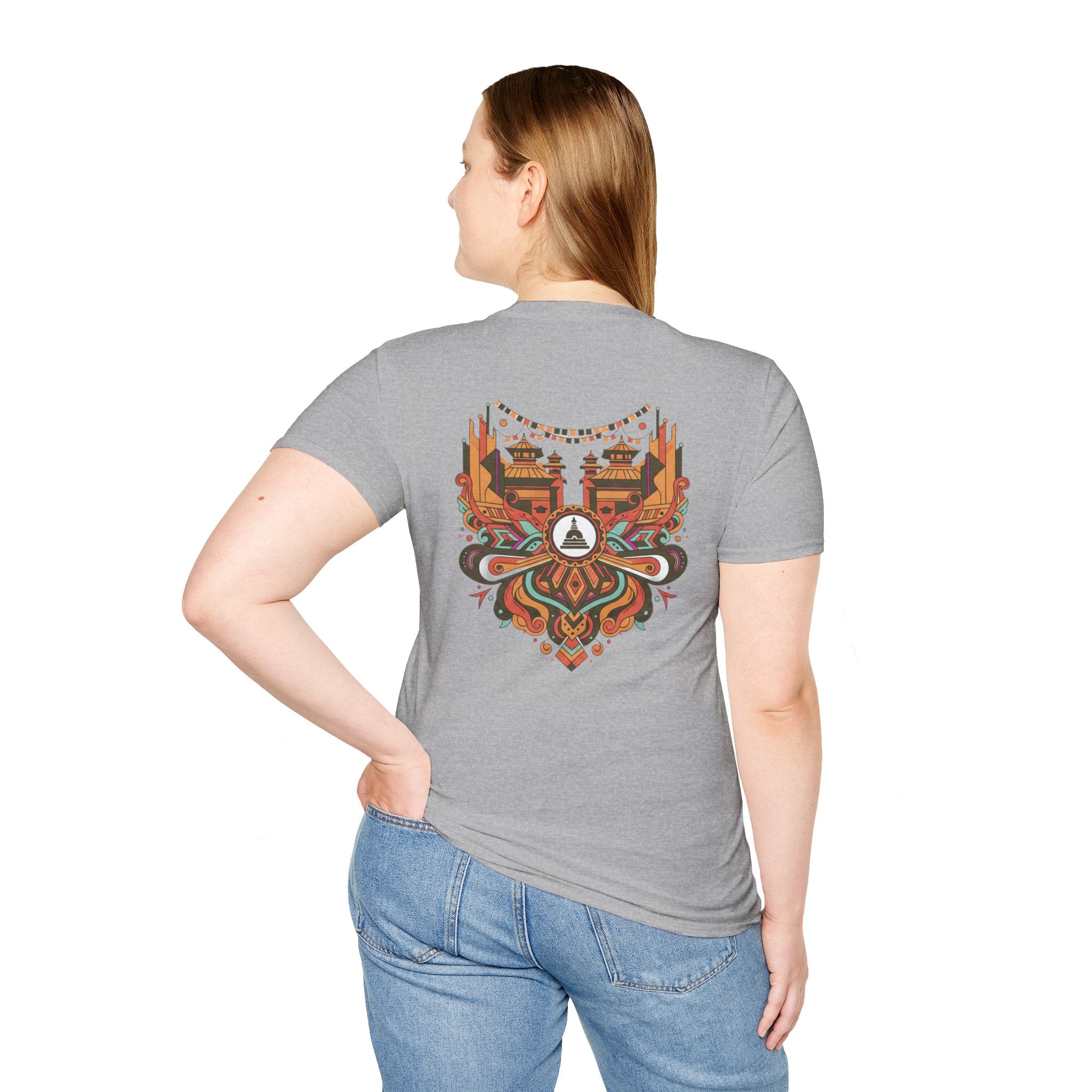 Festival Temple Graphic T-Shirt — Autumn Tribal Shrine Design
