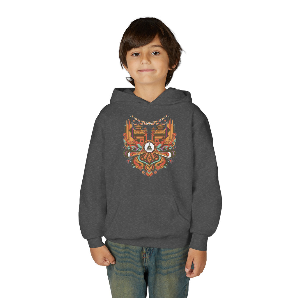 Youth Hoodie — Rustic Peace Mandala Graphic