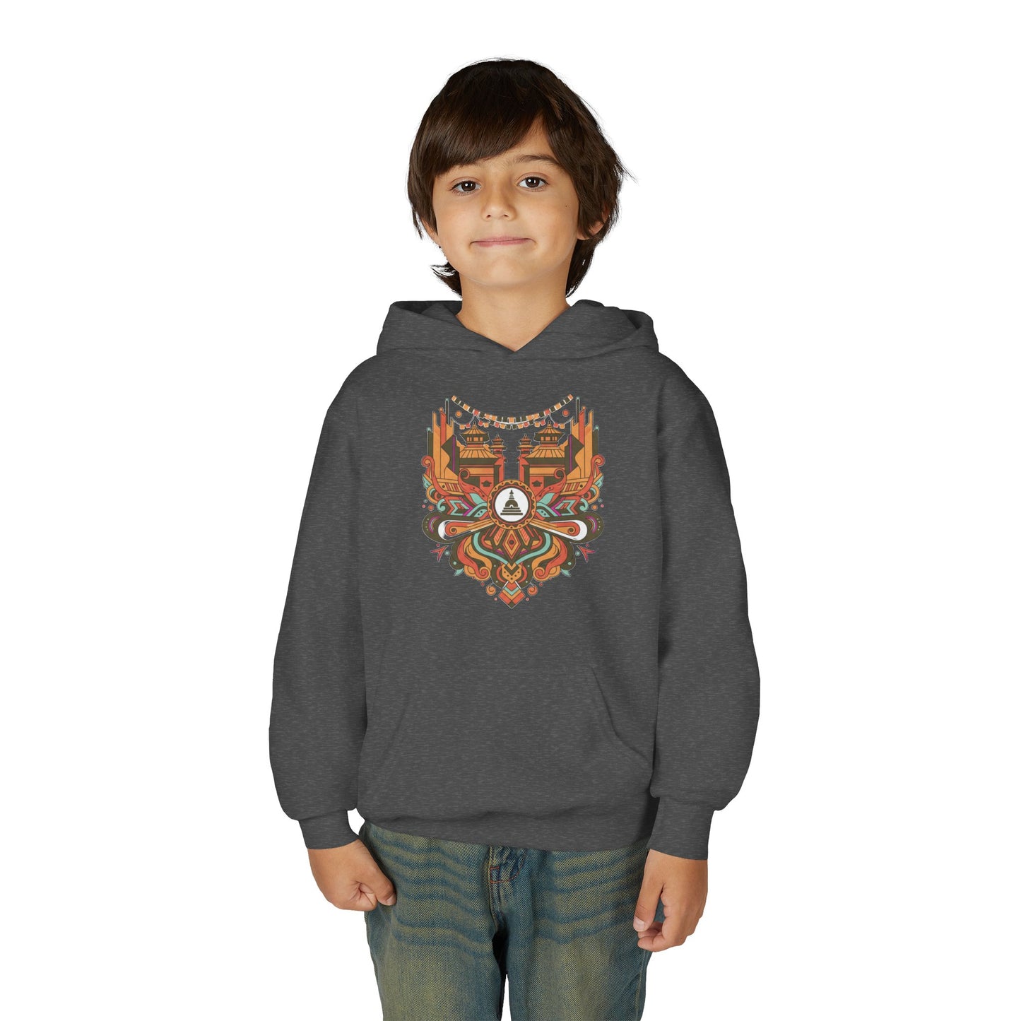 Youth Hoodie — Rustic Peace Mandala Graphic