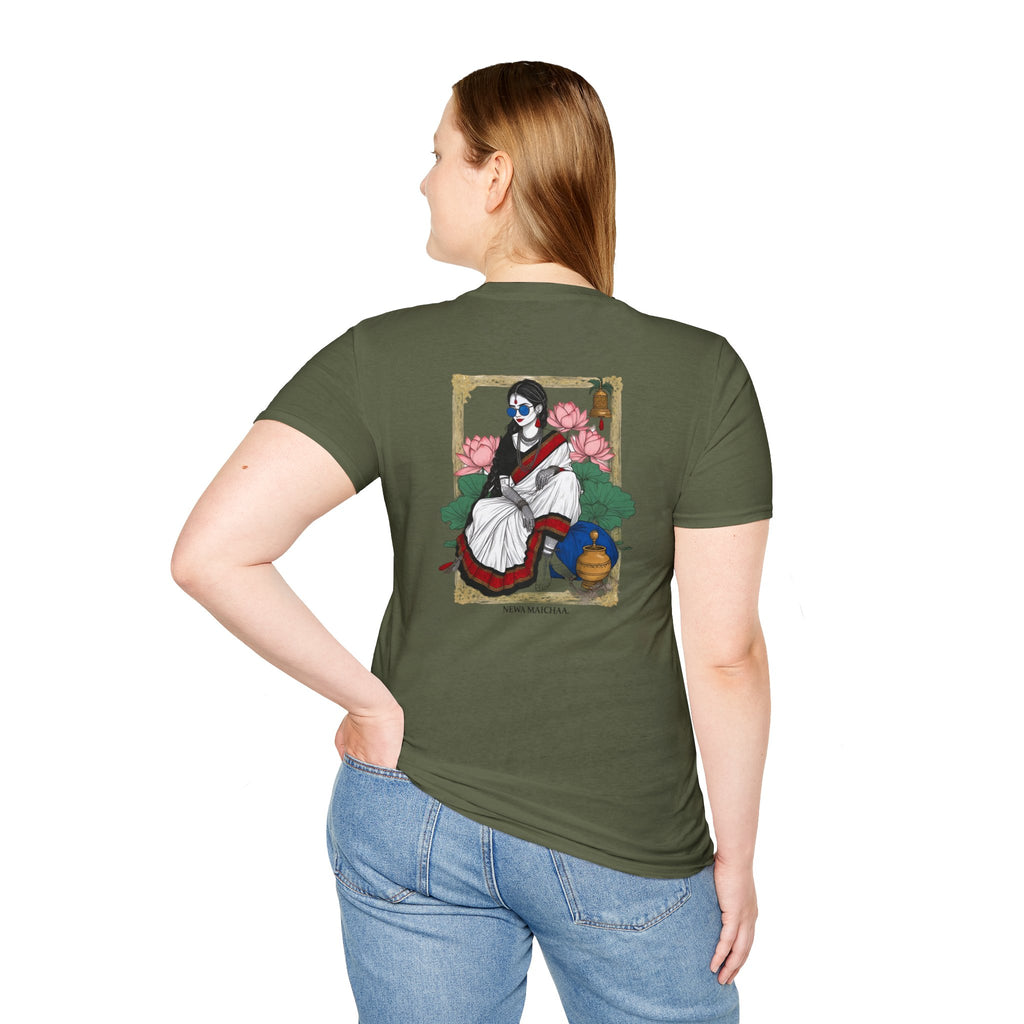 Newari Girl Traditional Dress T-Shirt – Newa Maicha Cultural Pride Graphic Tee, Nepali Heritage Design
