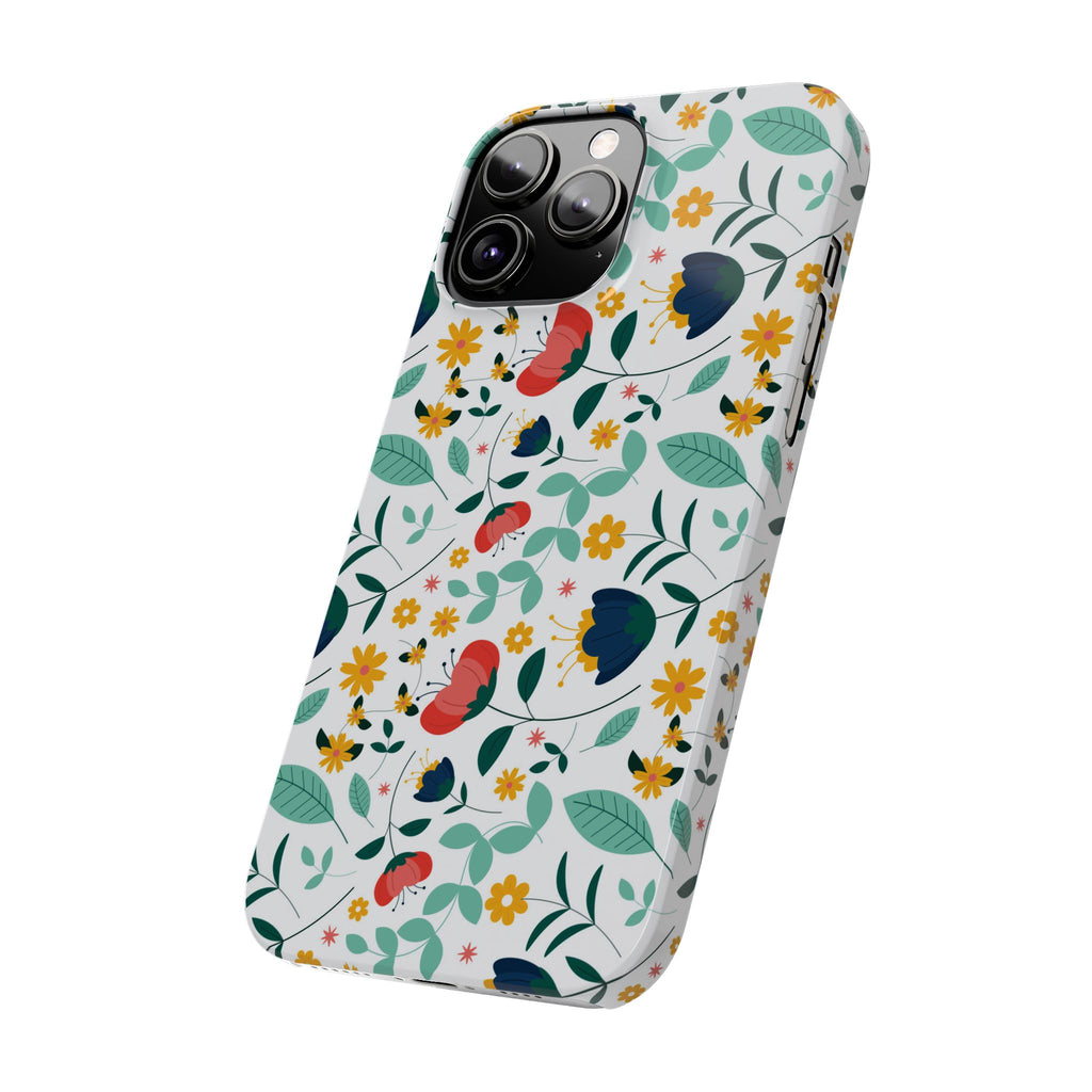 Floral Slim Phone Case — Colorful Folk Flower Pattern