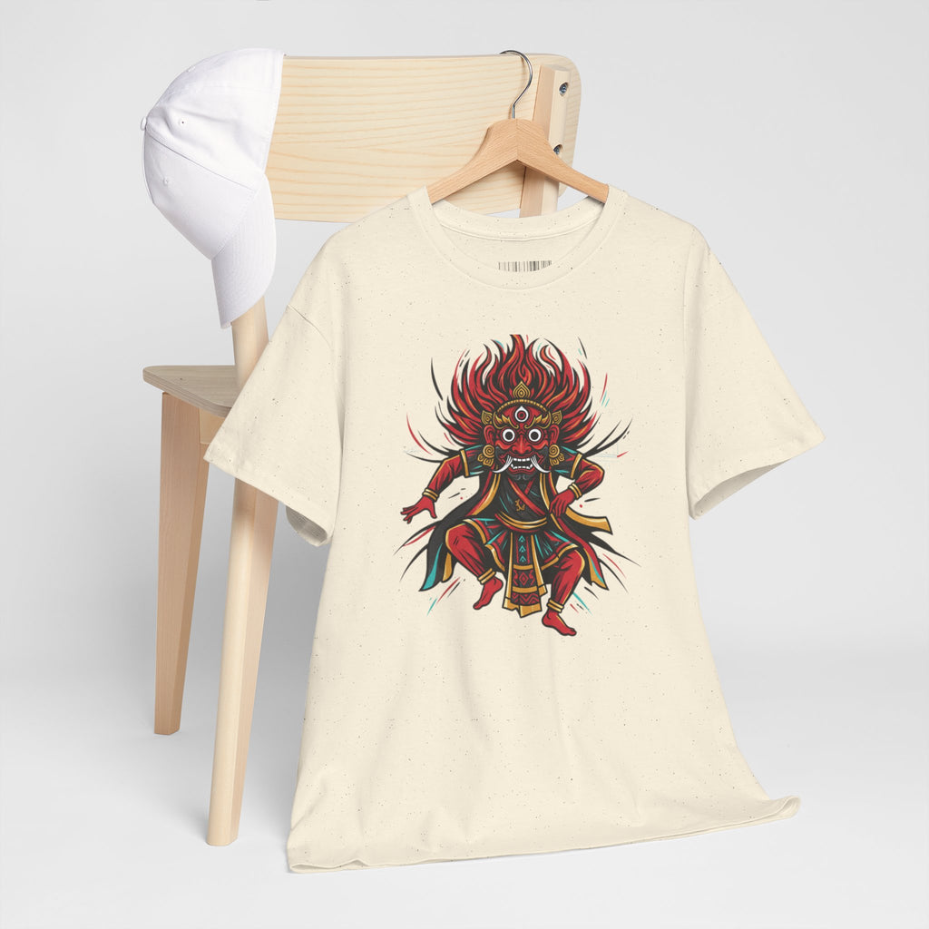 T-Shirt — Fierce Red Oni Demon Graphic Tee (Mythic Japanese Mask Design)