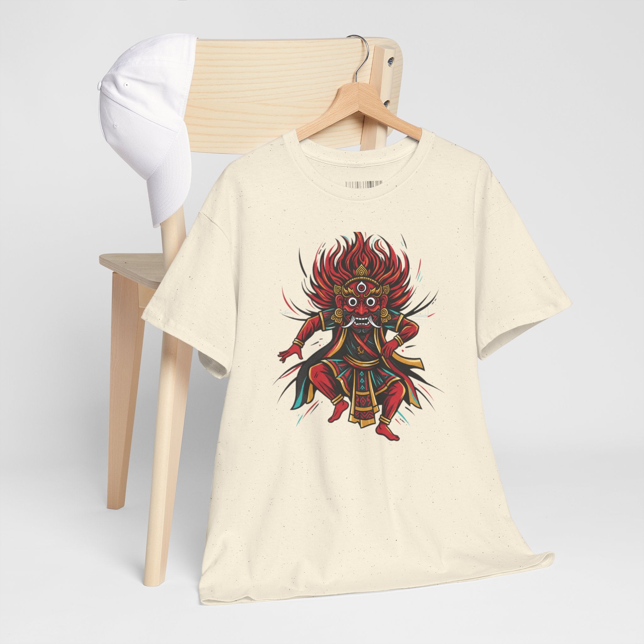 T-Shirt — Fierce Red Oni Demon Graphic Tee (Mythic Japanese Mask Design)