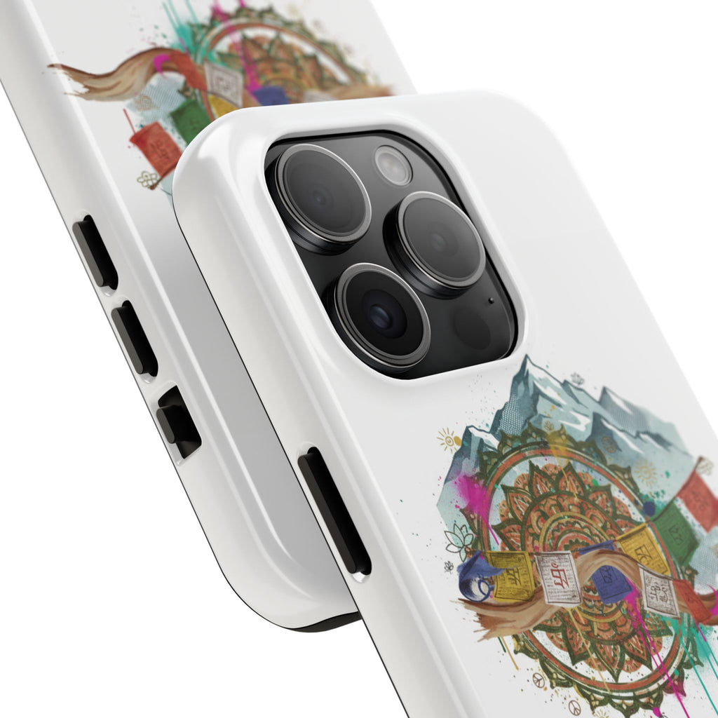 Mountain Compass Tough Phone Case with Prayer Flags & Fish Design