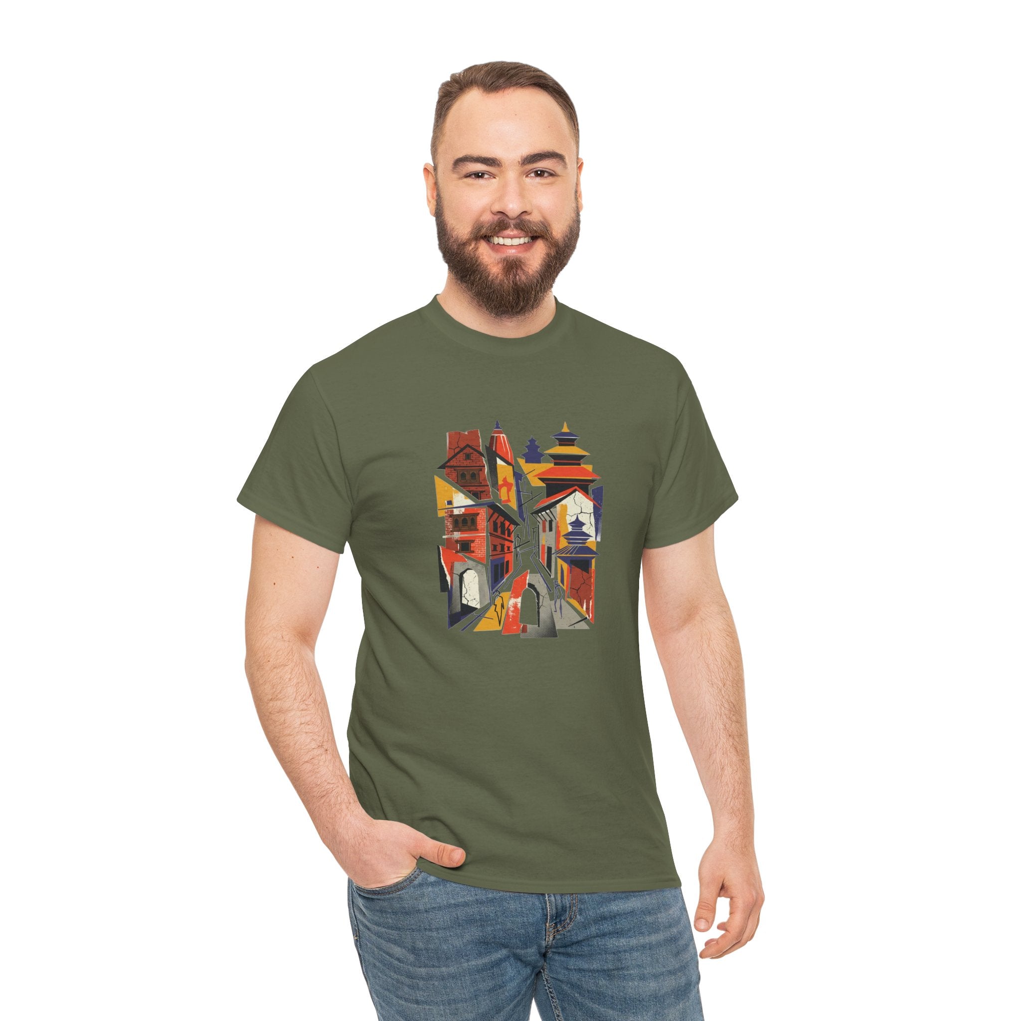Cityscape Abstract Tee — Colorful Urban Architecture Graphic T‑Shirt