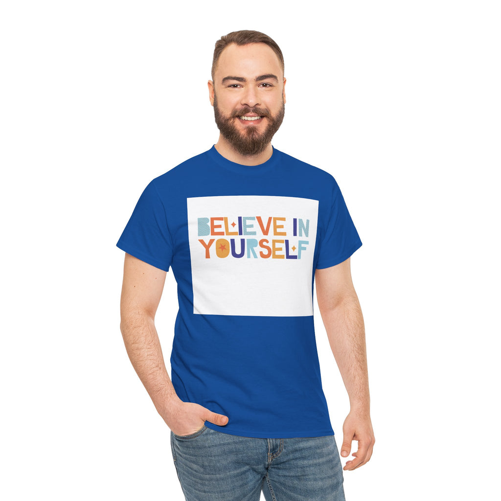 T-Shirt — "Believe in Yourself" Colorful Retro Motivational Tee