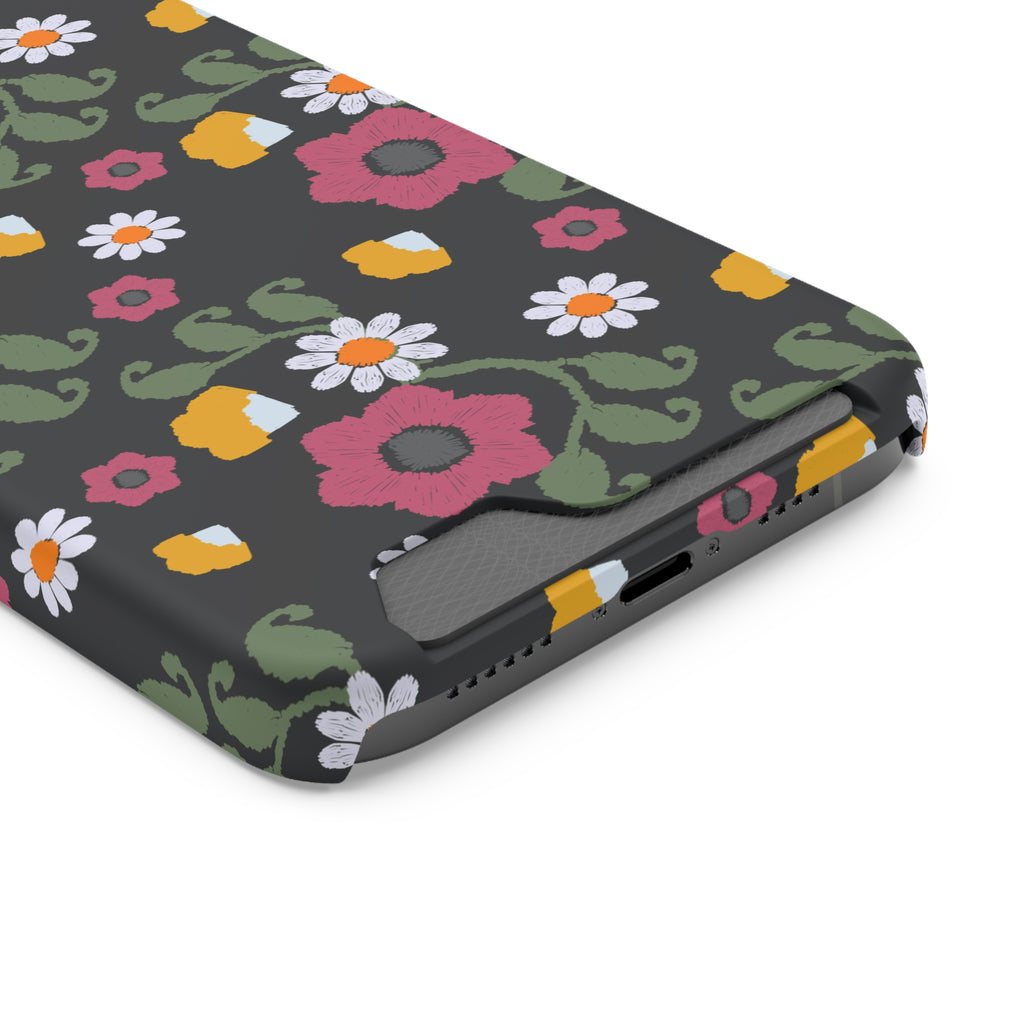 Floral Phone Case with Card Holder, Stylish Smartphone Accessory, Gifts for Her, Trendy Floral Design, Perfect for Spring & Summer