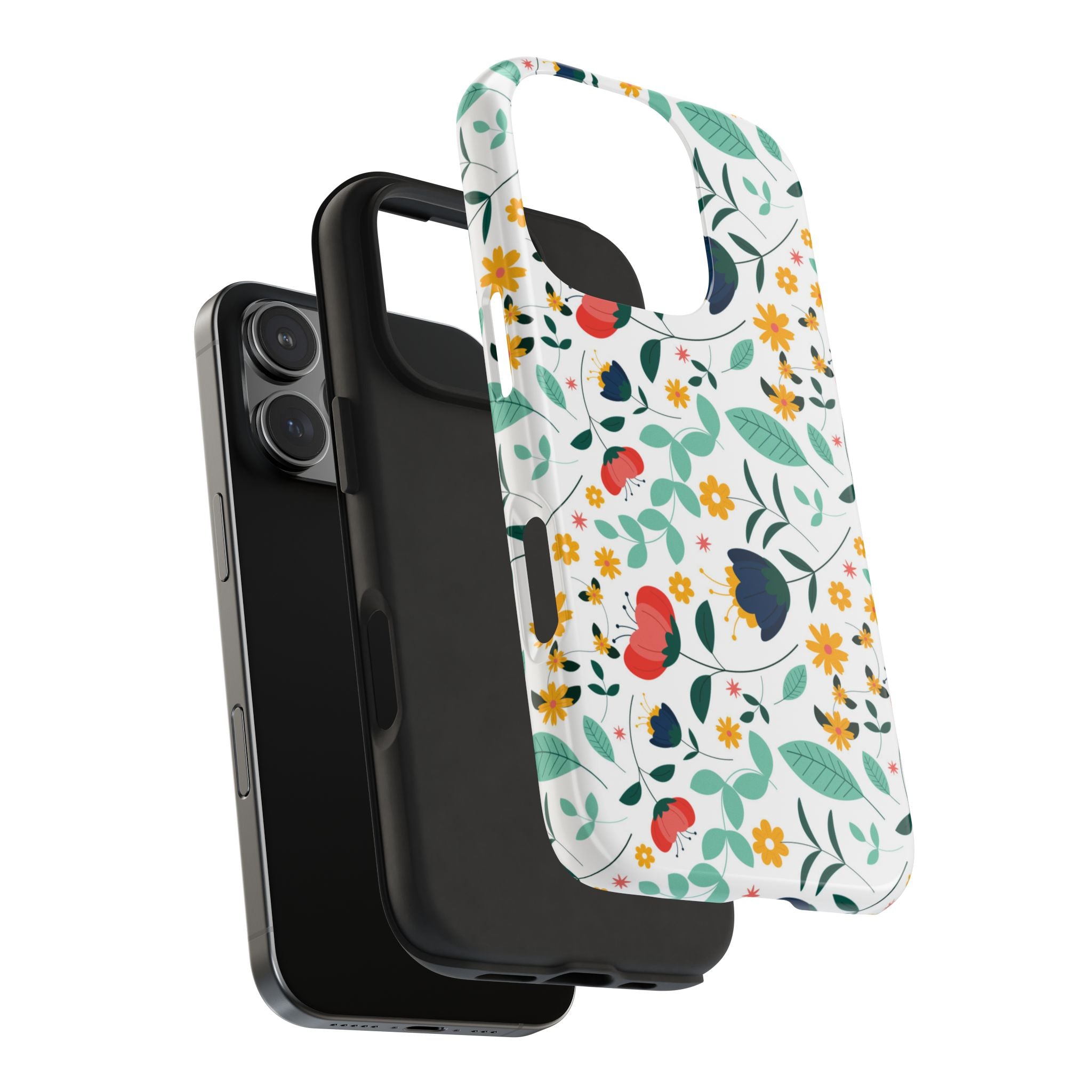 Floral Pattern Tough Phone Case — Colorful Spring Flowers Phone Cover
