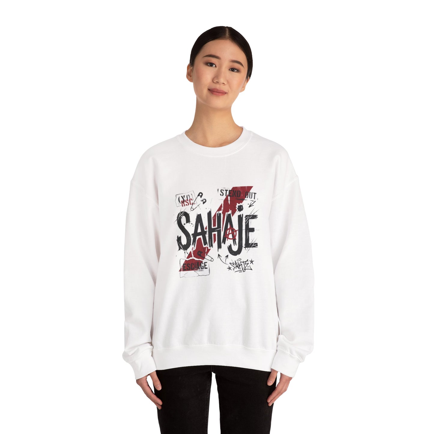 Sahaje Graphic Crewneck Sweatshirt – Streetwear Logo Pullover