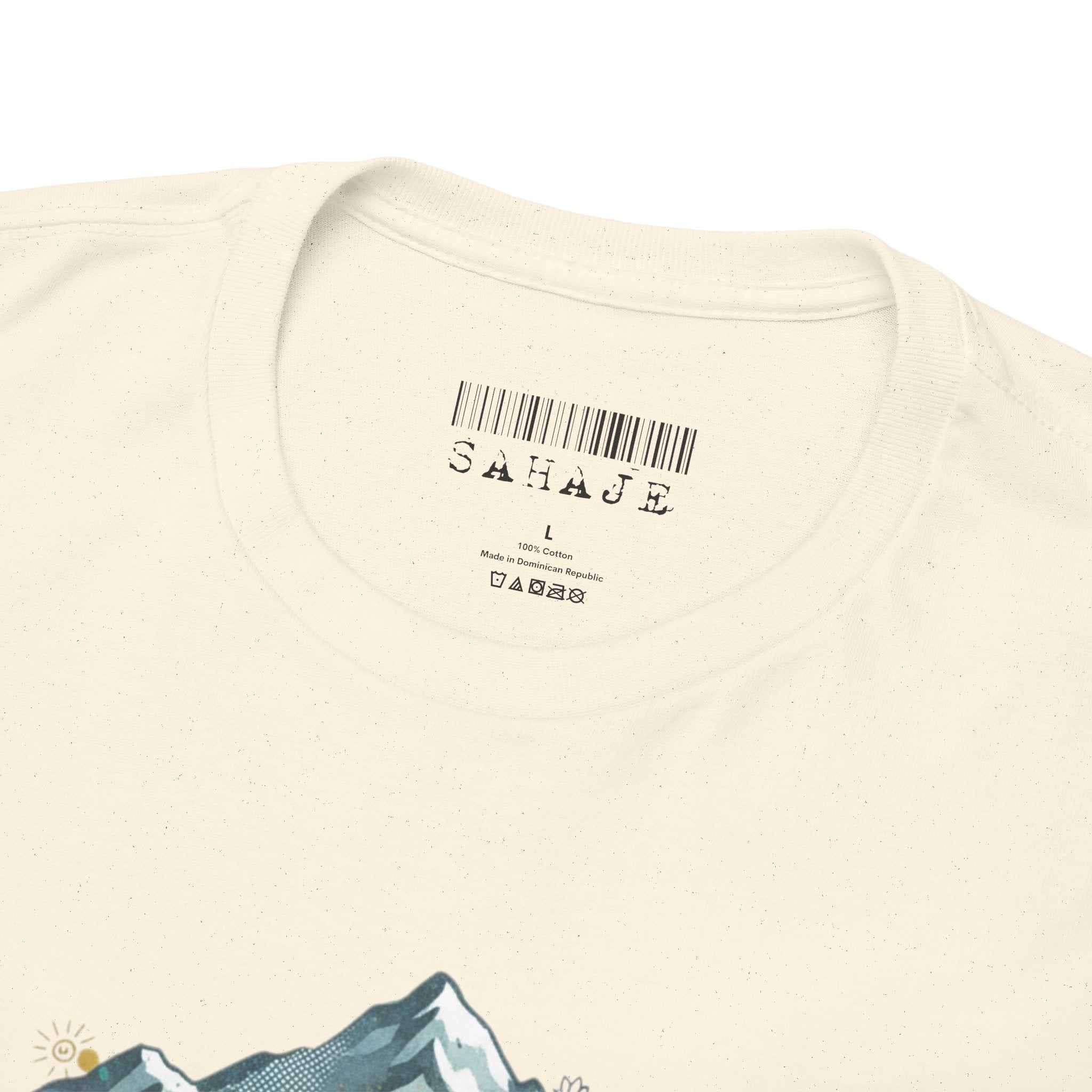 Adventure Compass Graphic Tee — Mountain, Globe & Flag Illustration