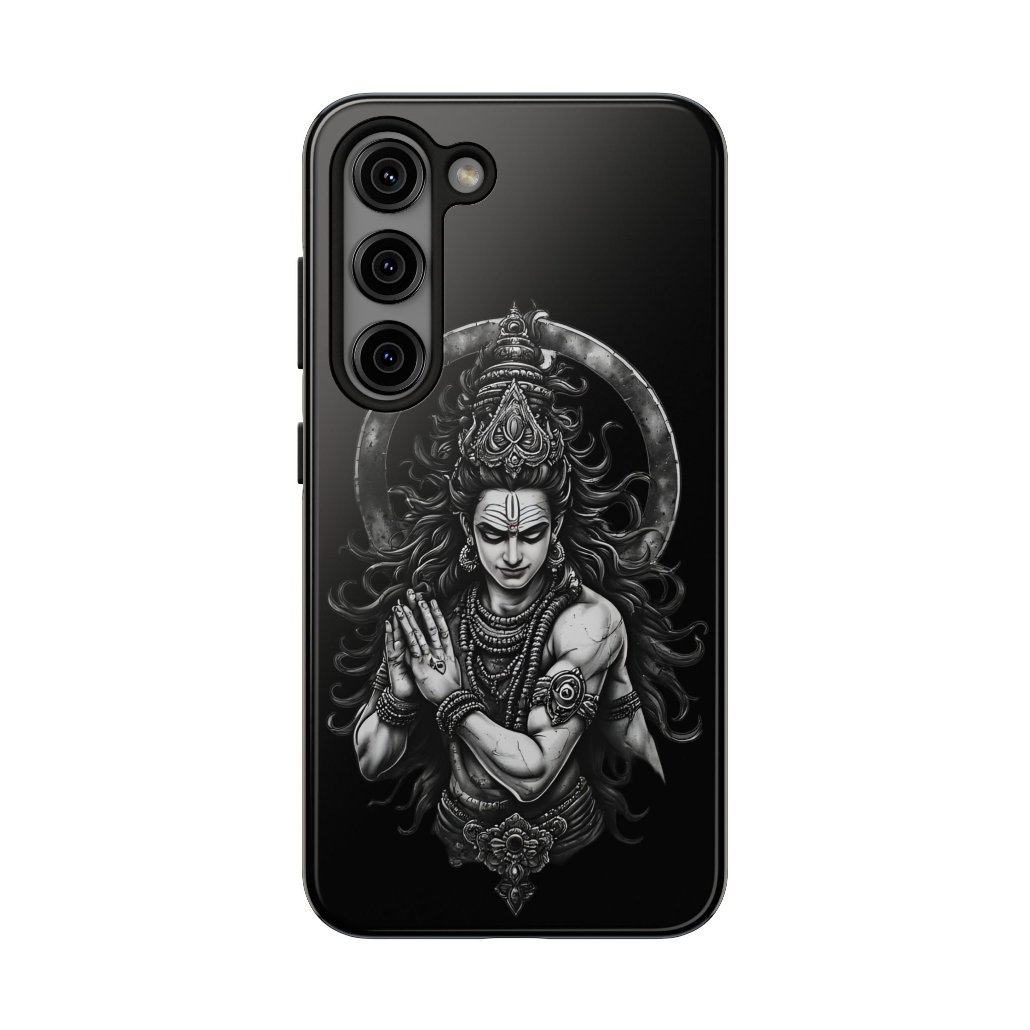 Shiva Tough Phone Case — Black Protective Hindu Deity Design