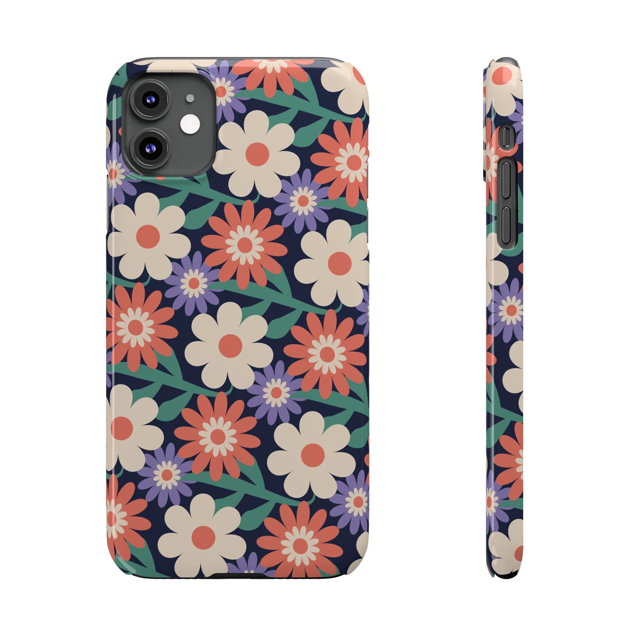 Floral Retro Slim Phone Case – Navy Ditsy Flowers