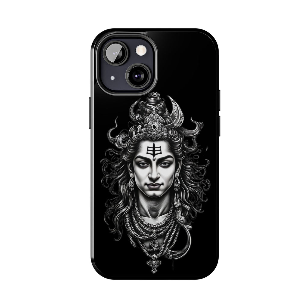 Phone Case — Intricate Lord Shiva Illustration on Black Tough Case