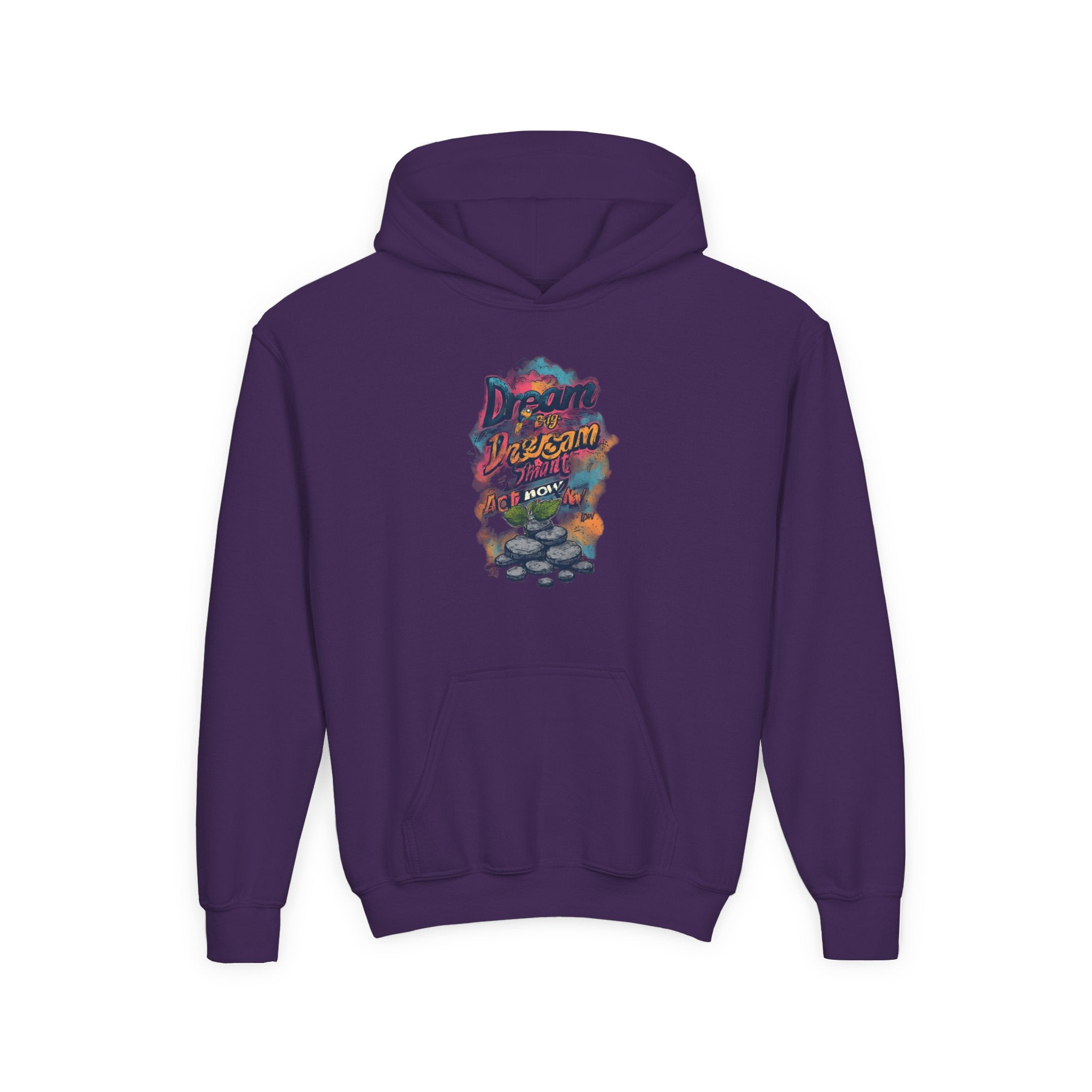 Dream Chasin' Youth Hoodie — Colorful Motivational Graphic Hoodie