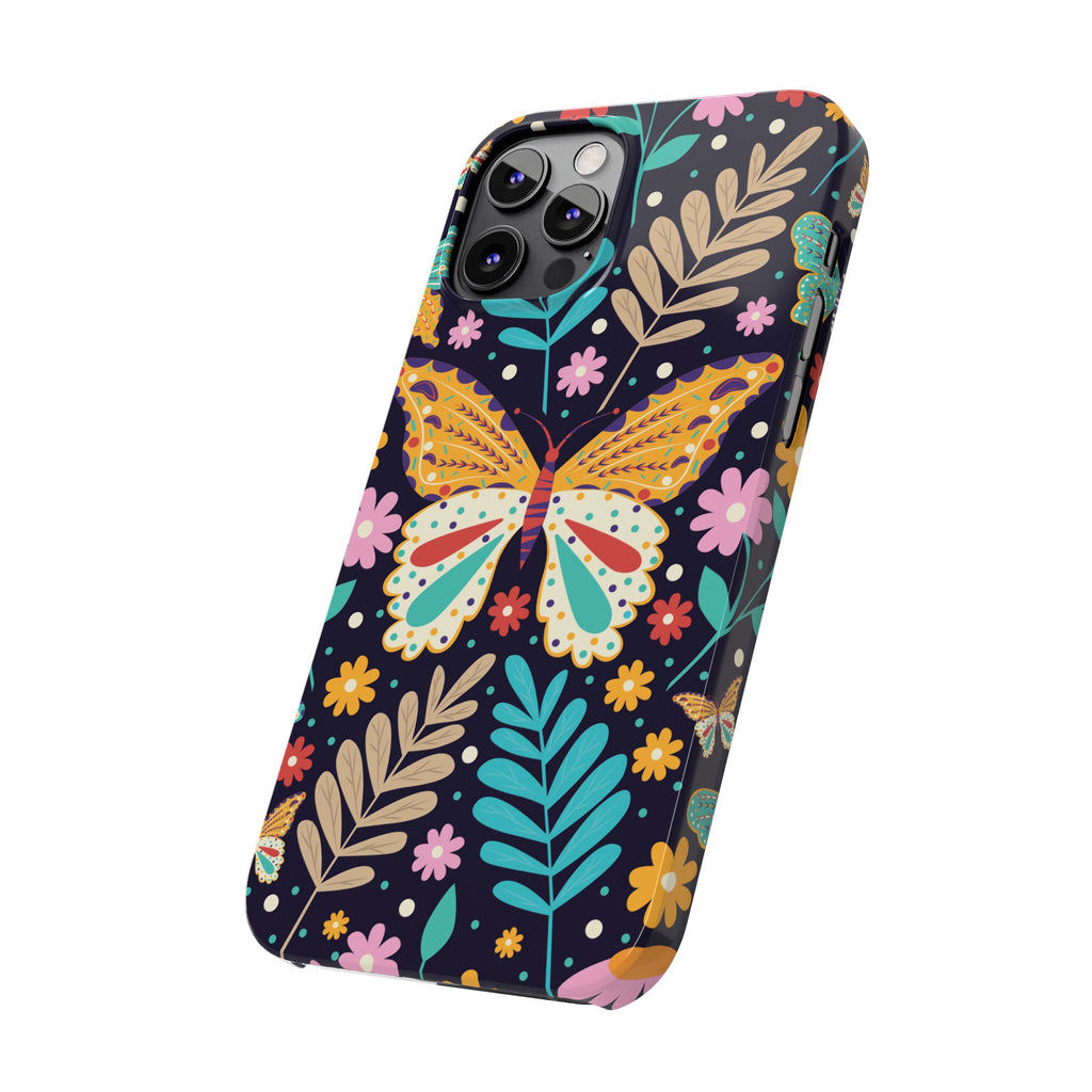 Butterfly Floral Slim Phone Case — Colorful Boho Garden Design
