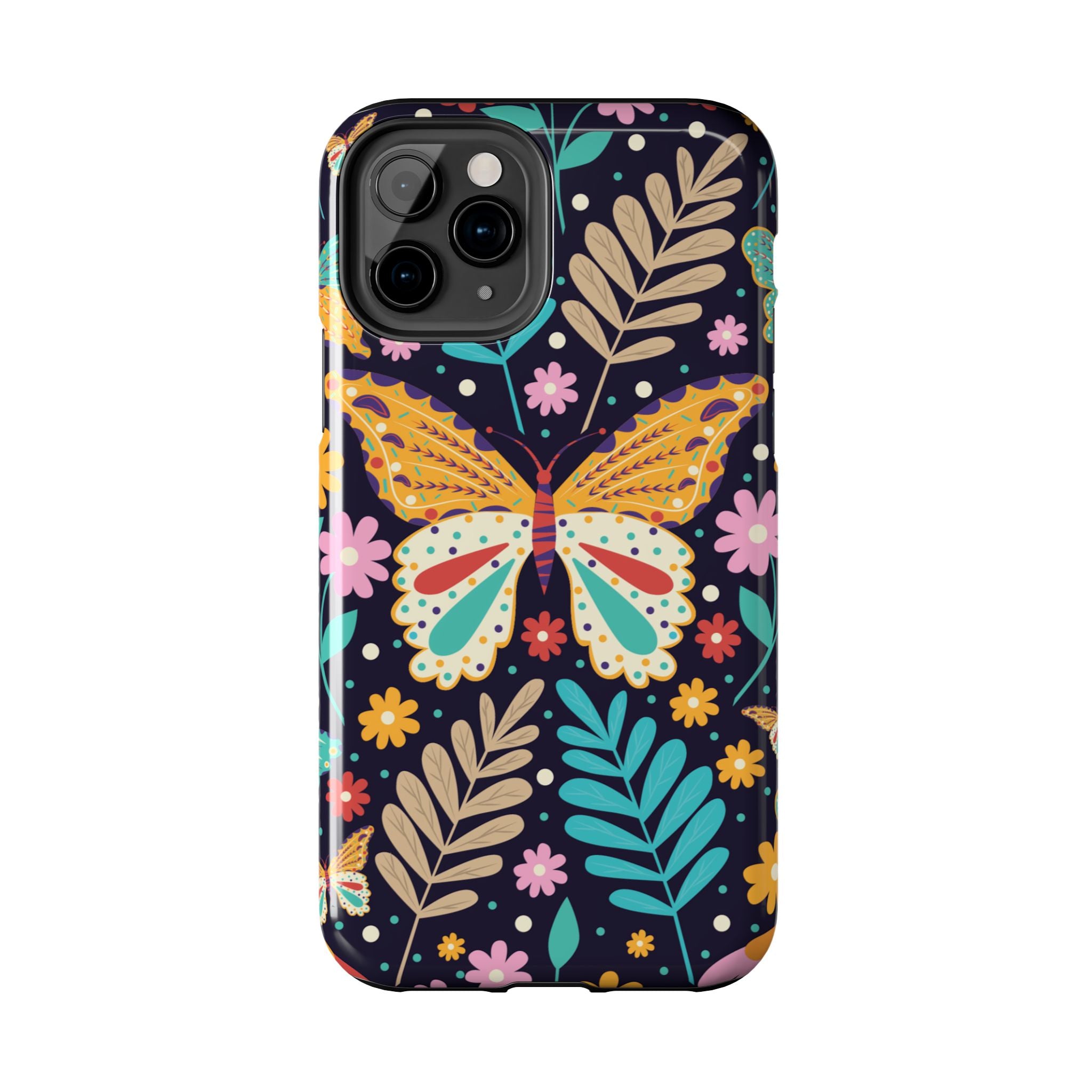 Floral Butterfly Tough Phone Case — Colorful Garden Protective Cover