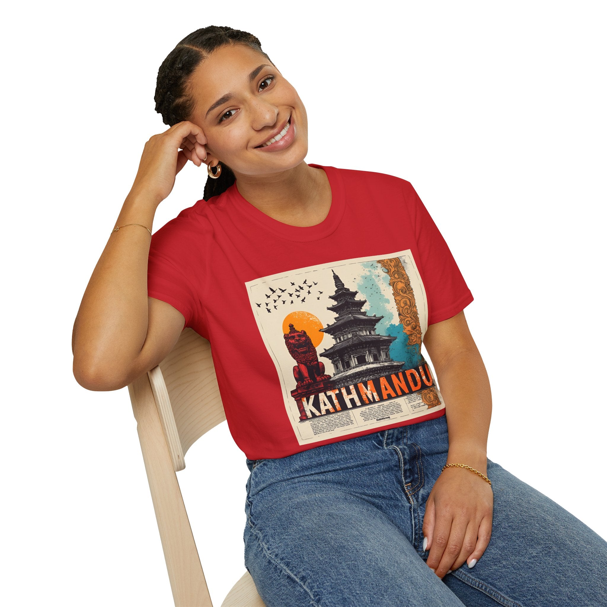 Kathmandu Vintage Travel T-Shirt – Retro Nepal Skyline Graphic Tee, Cultural Tourism Design