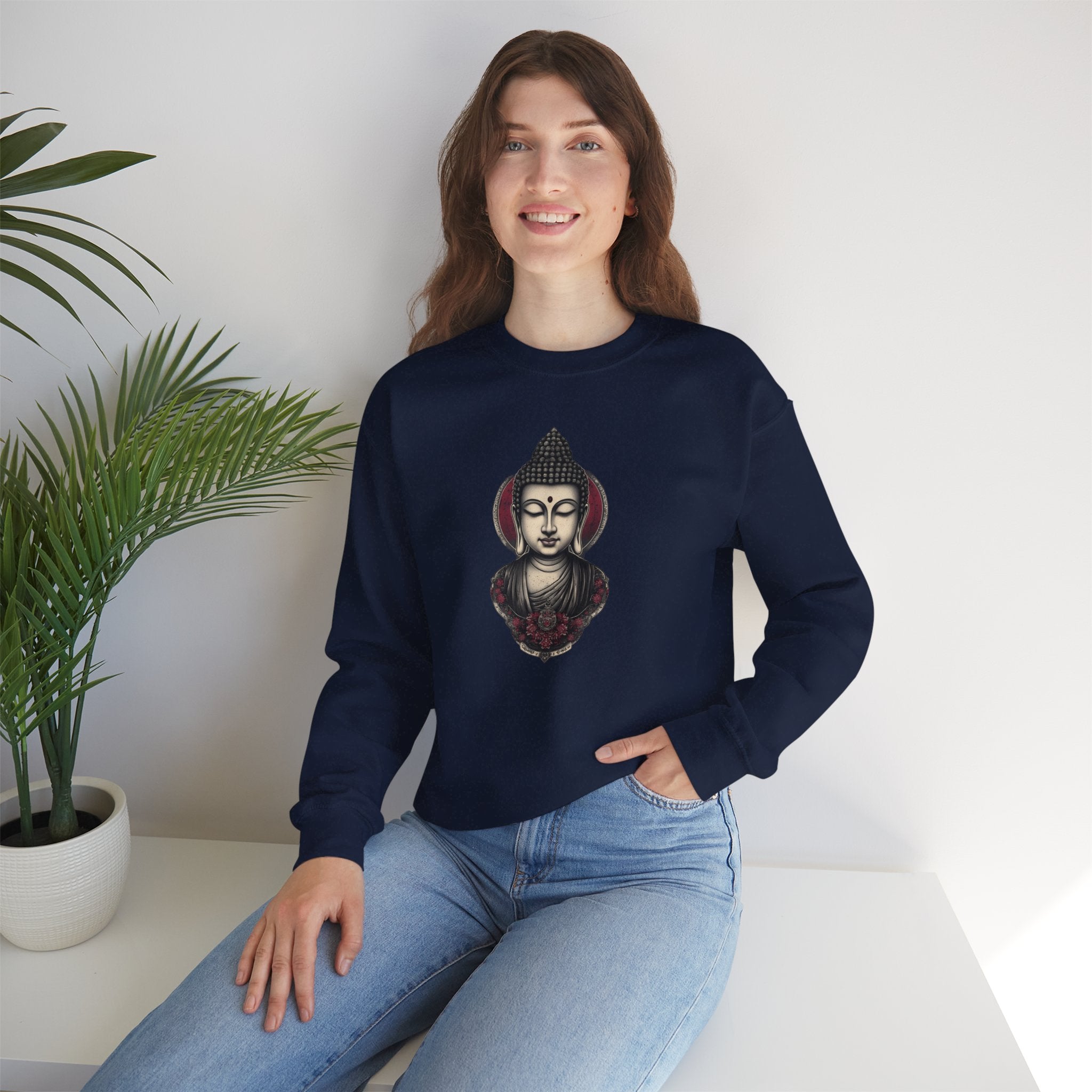 Buddha Lotus Crewneck Sweatshirt — Tranquil Meditation Graphic