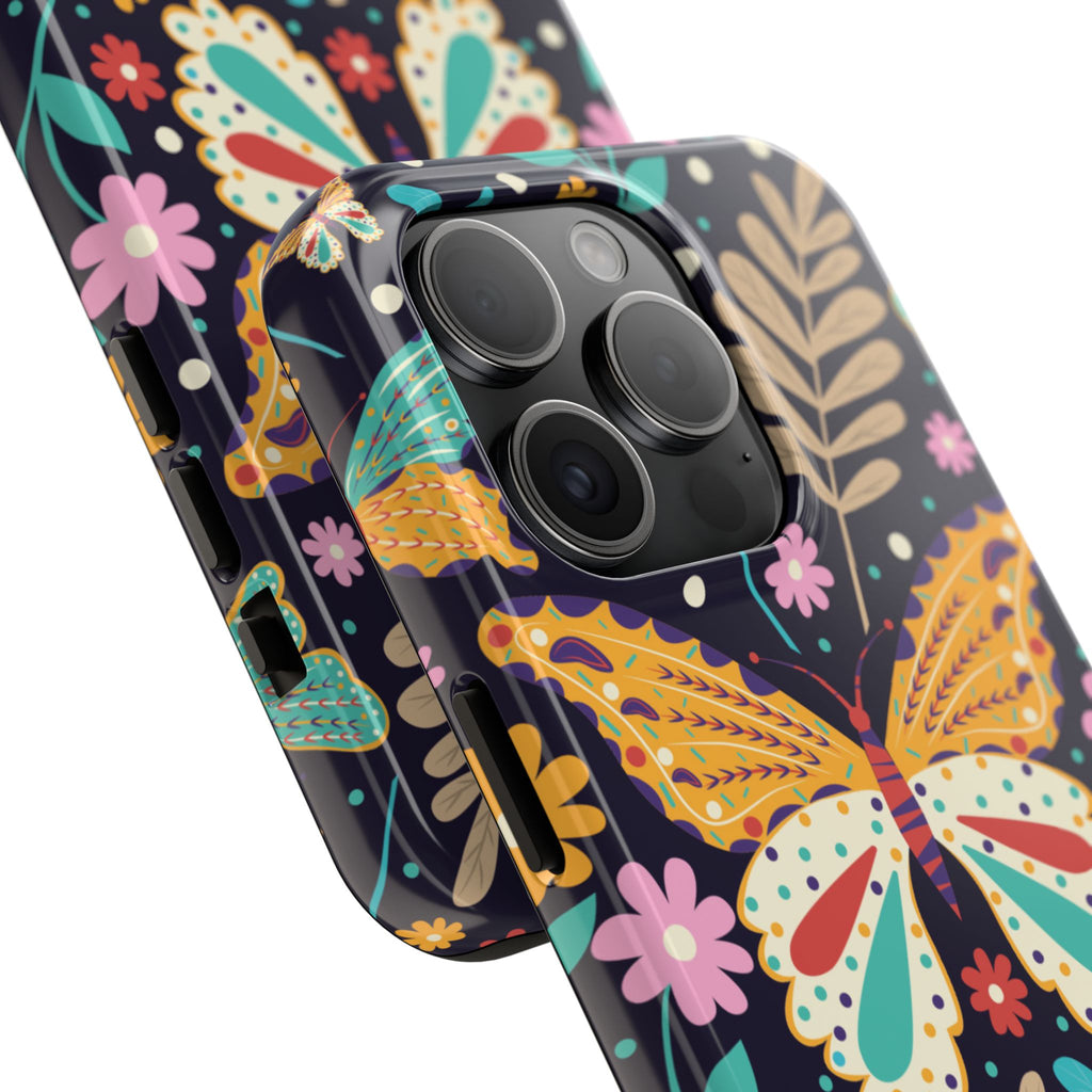 Floral Butterfly Tough Phone Case — Colorful Garden Protective Cover