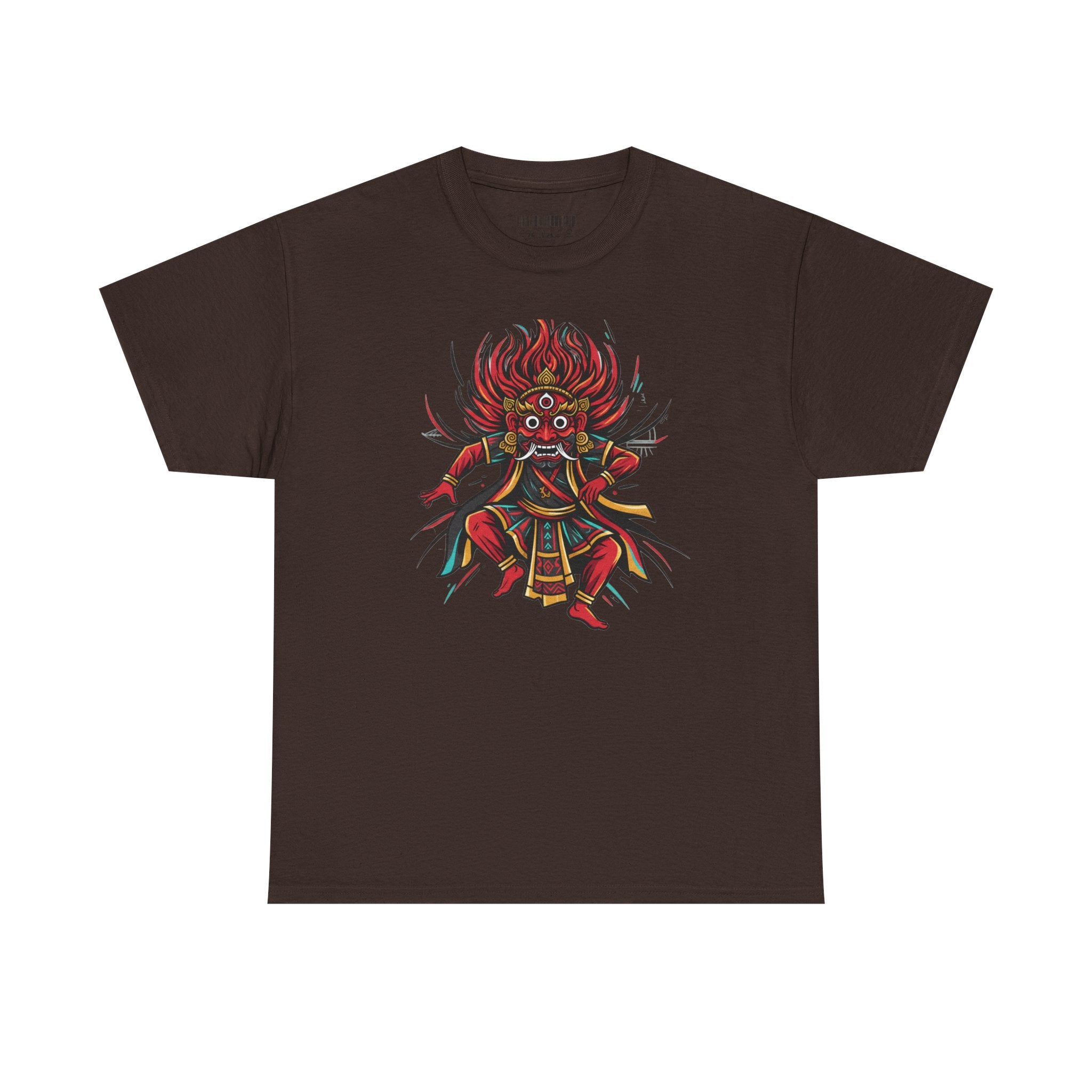 T-Shirt — Fierce Red Oni Demon Graphic Tee (Mythic Japanese Mask Design)