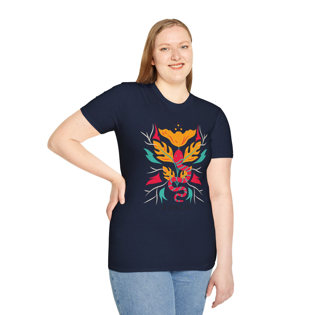 Sahaje Floral Snake Graphic T‑Shirt — Colorful Botanical Serpent Tee