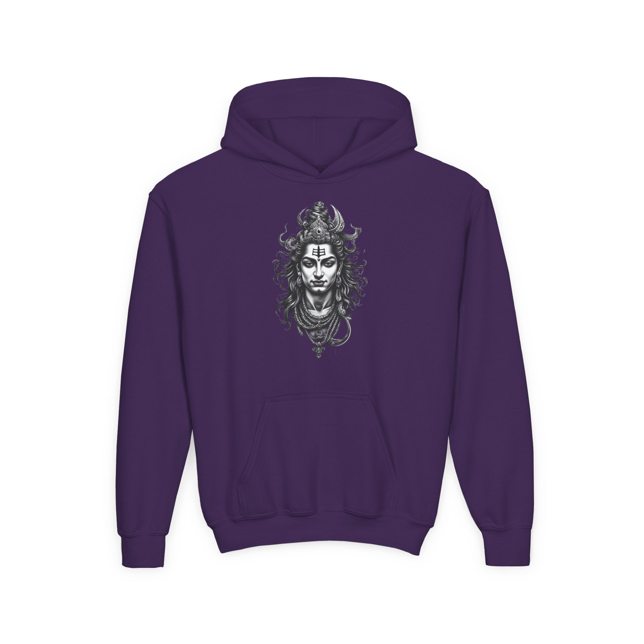 Shiva Illustration Youth Hoodie — Mystical Hindu God Graphic Pullover