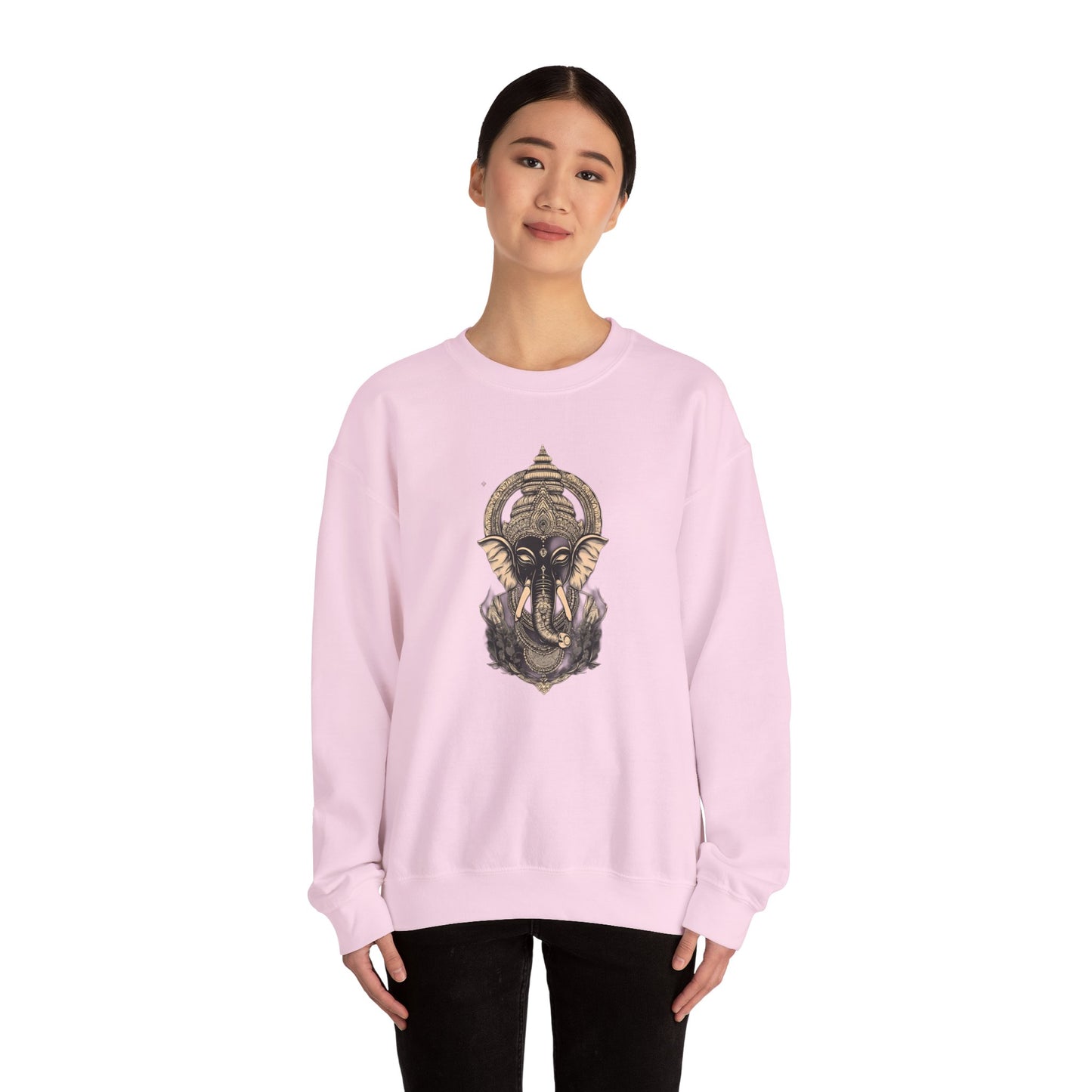 Elephant Mandala Crewneck Sweatshirt — Spiritual Indian-Inspired Graphic