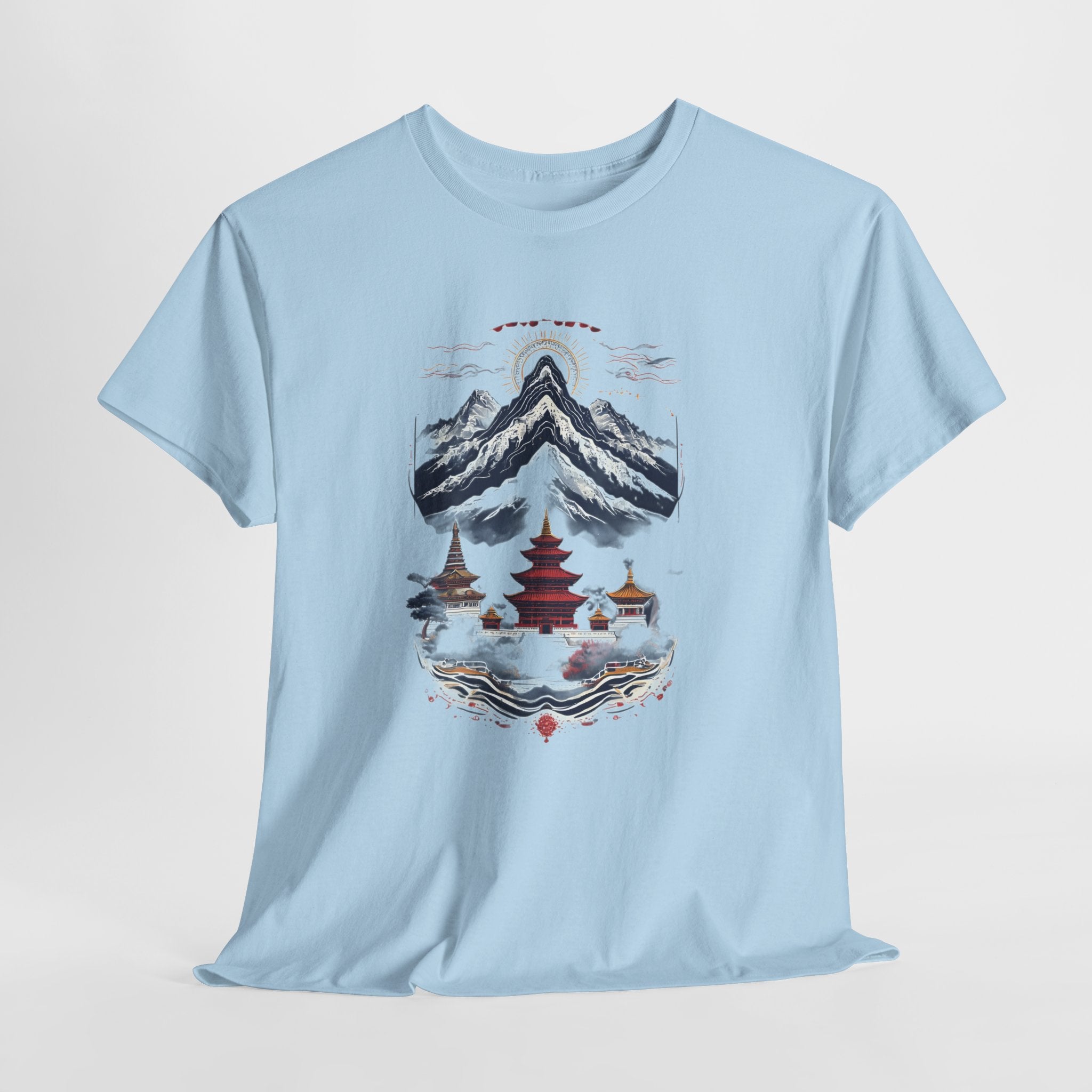 Japanese Mountain Pagoda T-Shirt — Zen Temple Landscape Tee