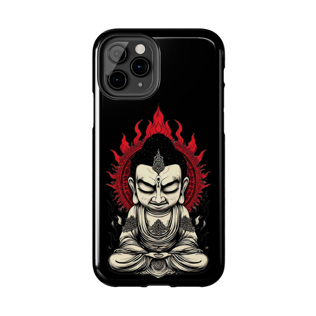 Meditative Buddha Tough Phone Case — Red Flame Zen Protection
