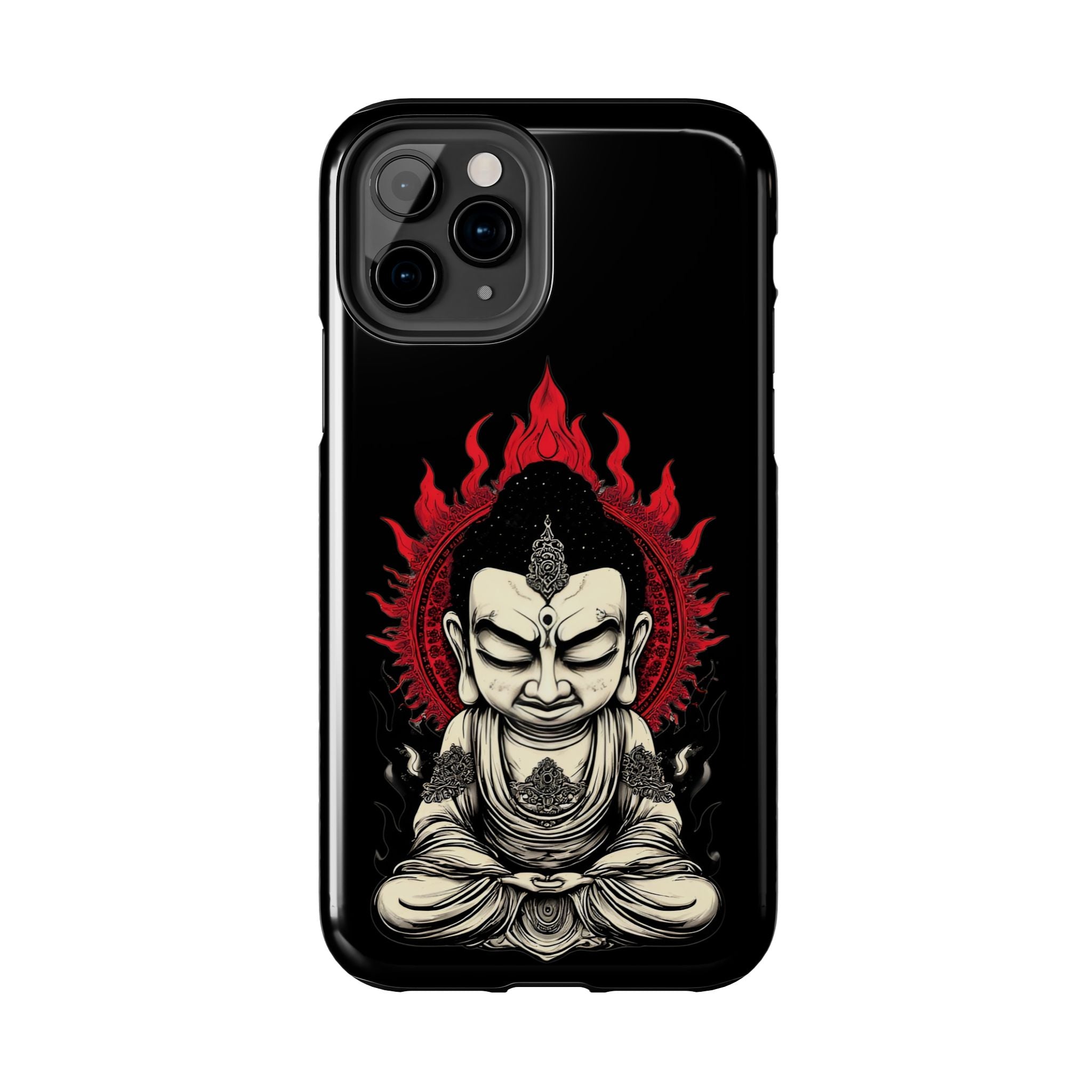 Meditative Buddha Tough Phone Case — Red Flame Zen Protection
