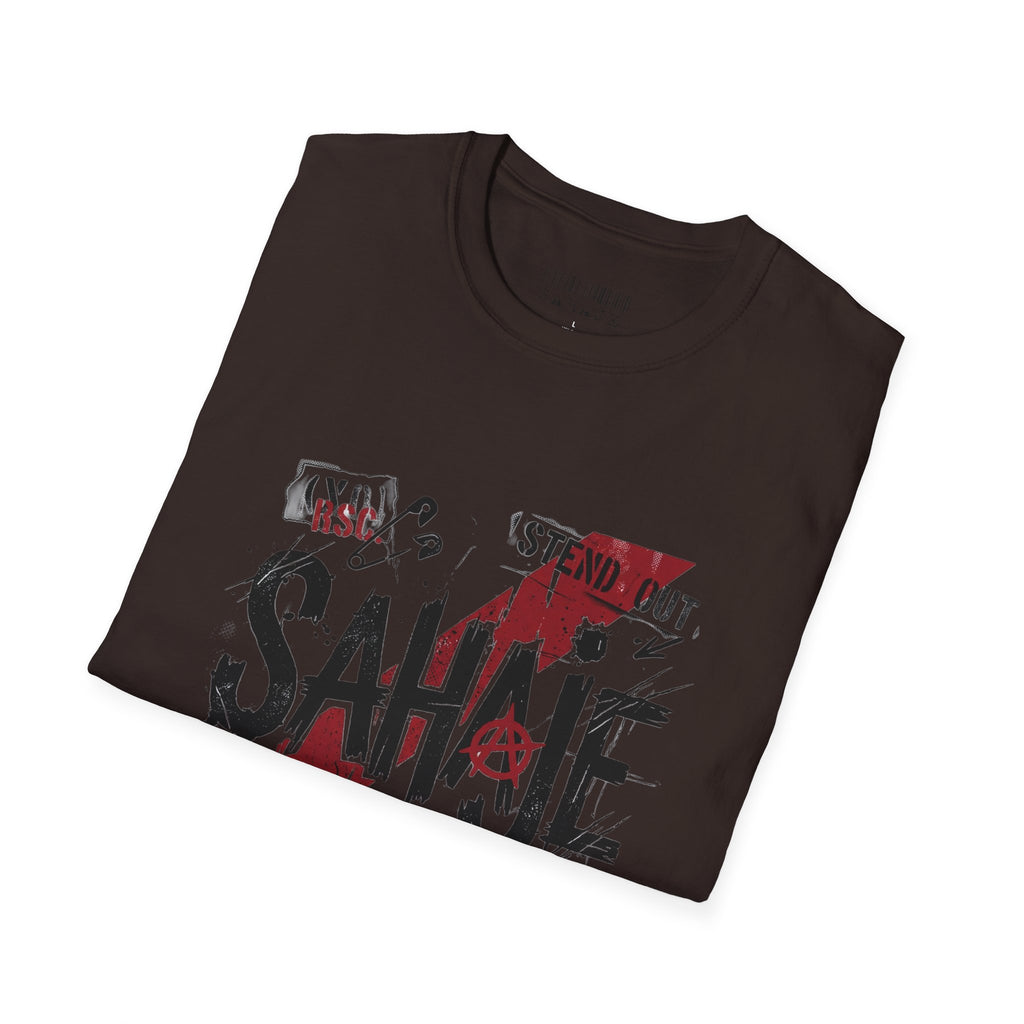 Sahajé Graphic T-Shirt — Bold Streetwear Tee with Red Slash Design