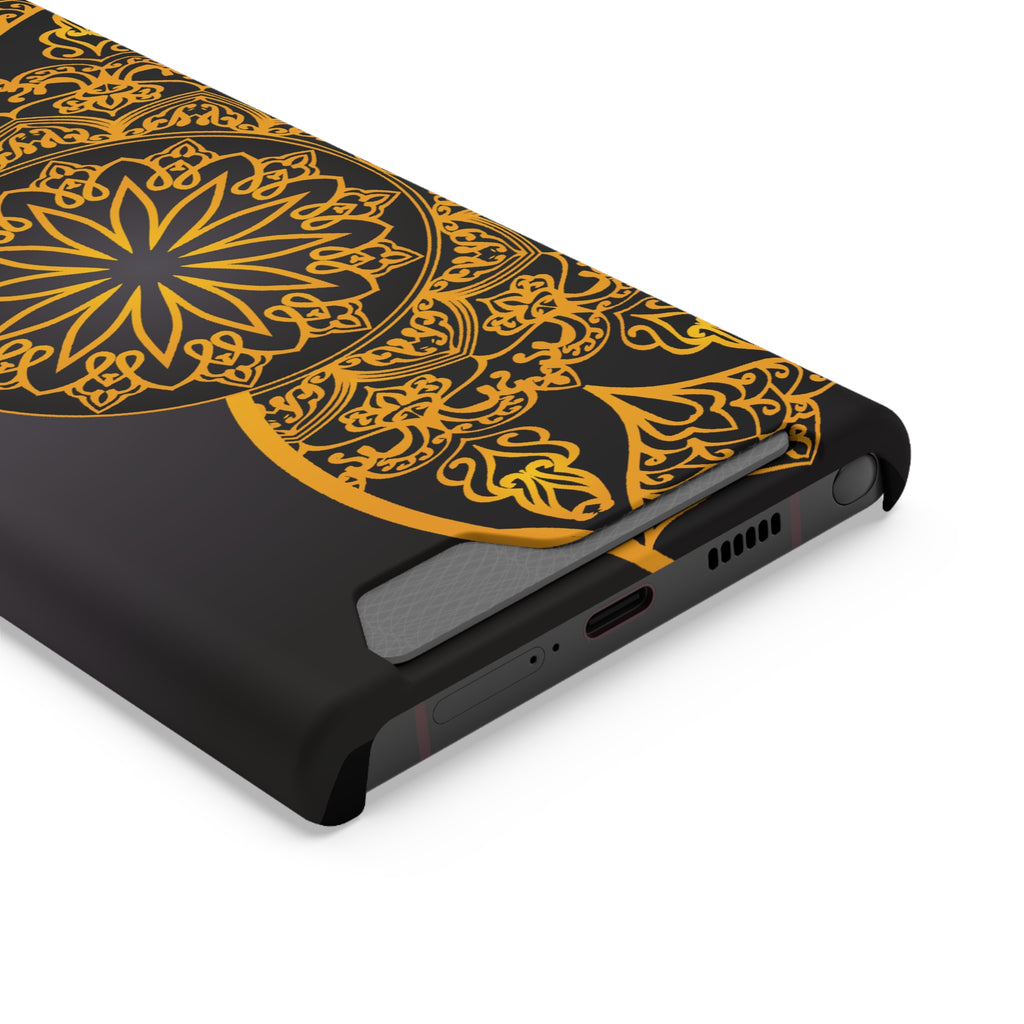 Elegant Mandala Phone Case With Card Holder, Boho Chic Gift, Smartphone Protector, Functional Accessory, Stylish Tech Decor