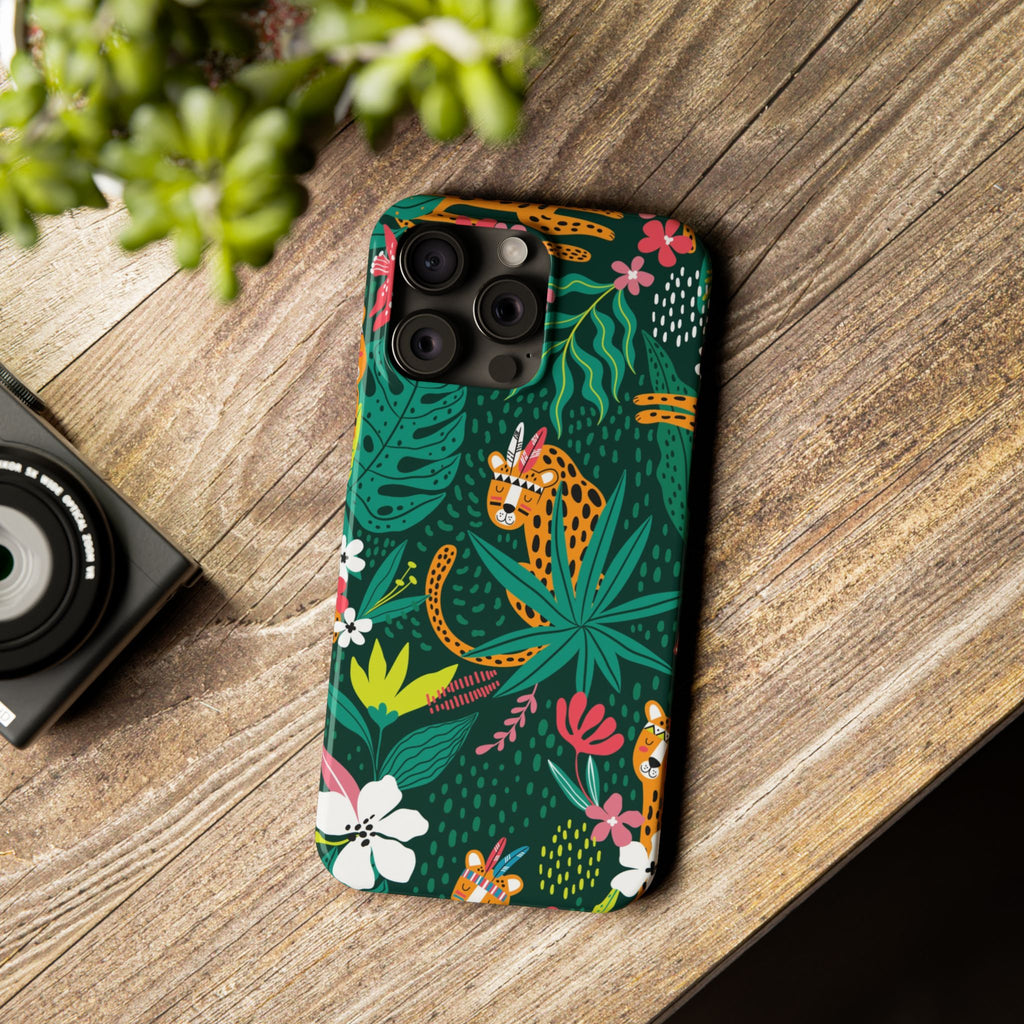 Slim Phone Case — Tropical Jungle Leopard Floral Pattern (Slim Protective Phone Cover)