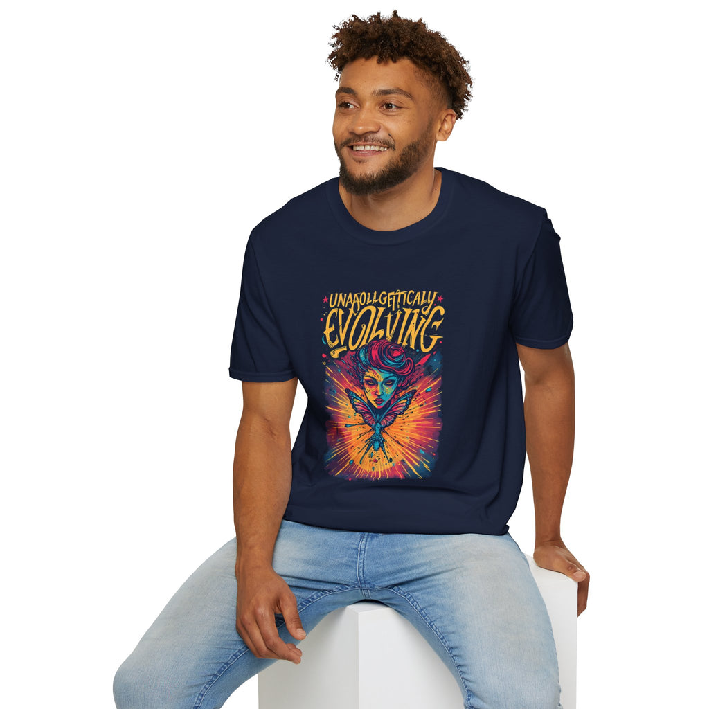 Evolving Butterfly Graphic T-Shirt — "Unapologetically Evolving" Vibrant Psychedelic Tee