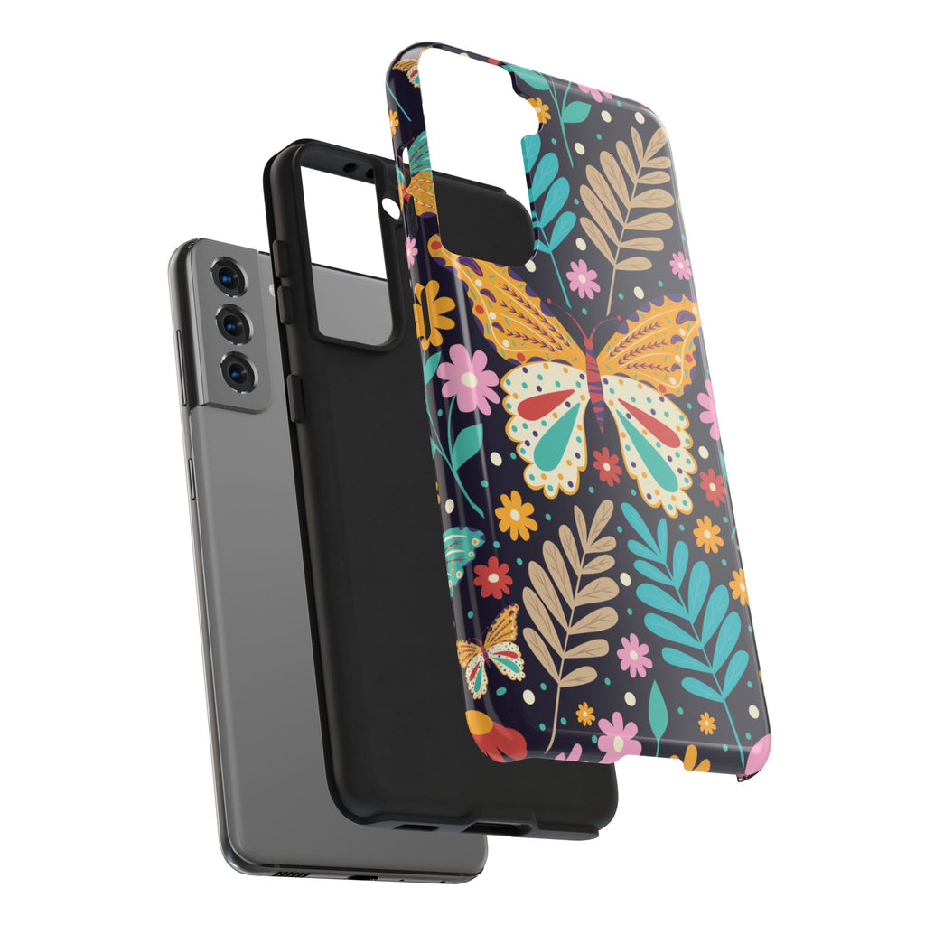 Floral Butterfly Tough Phone Case — Colorful Garden Protective Cover